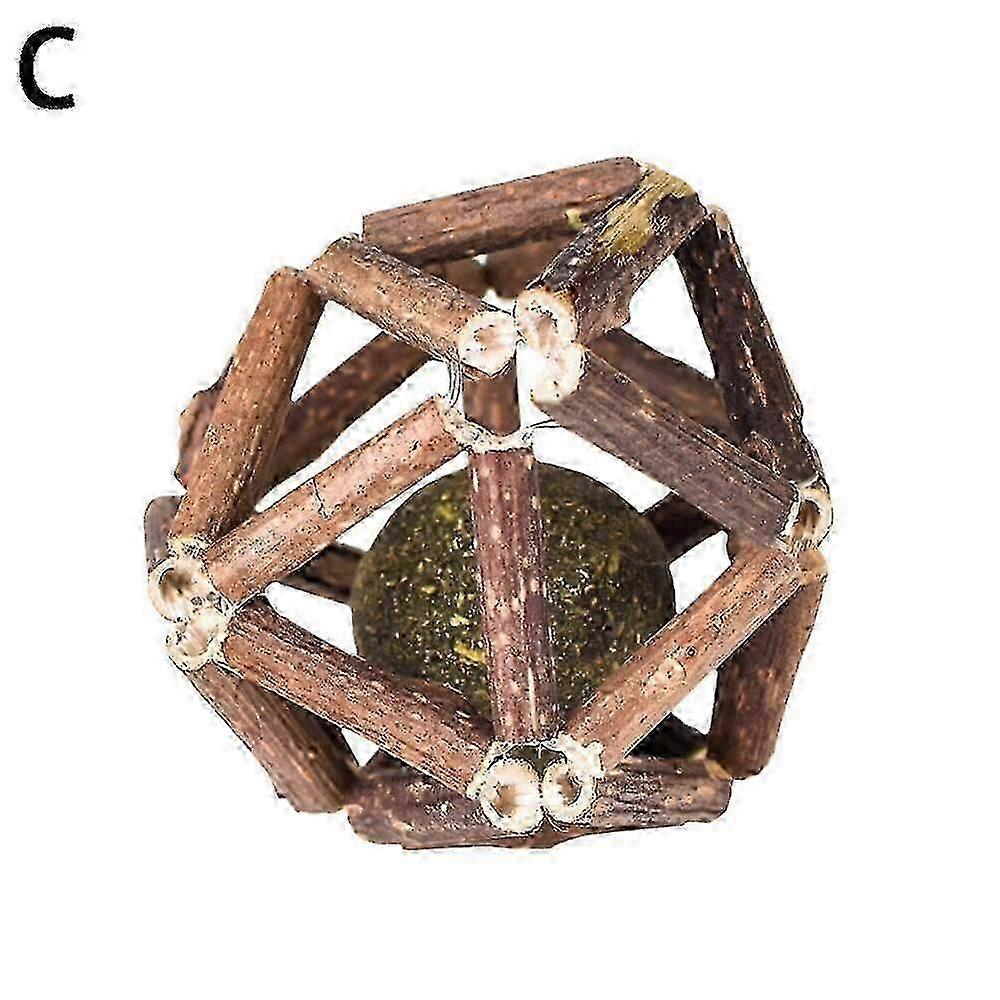 Catnip Wooden Ball Silvervine Stick Teeth Grinding Kitten Cat Catnip Chew W7V8About 7.5-8cm SZRH A-X