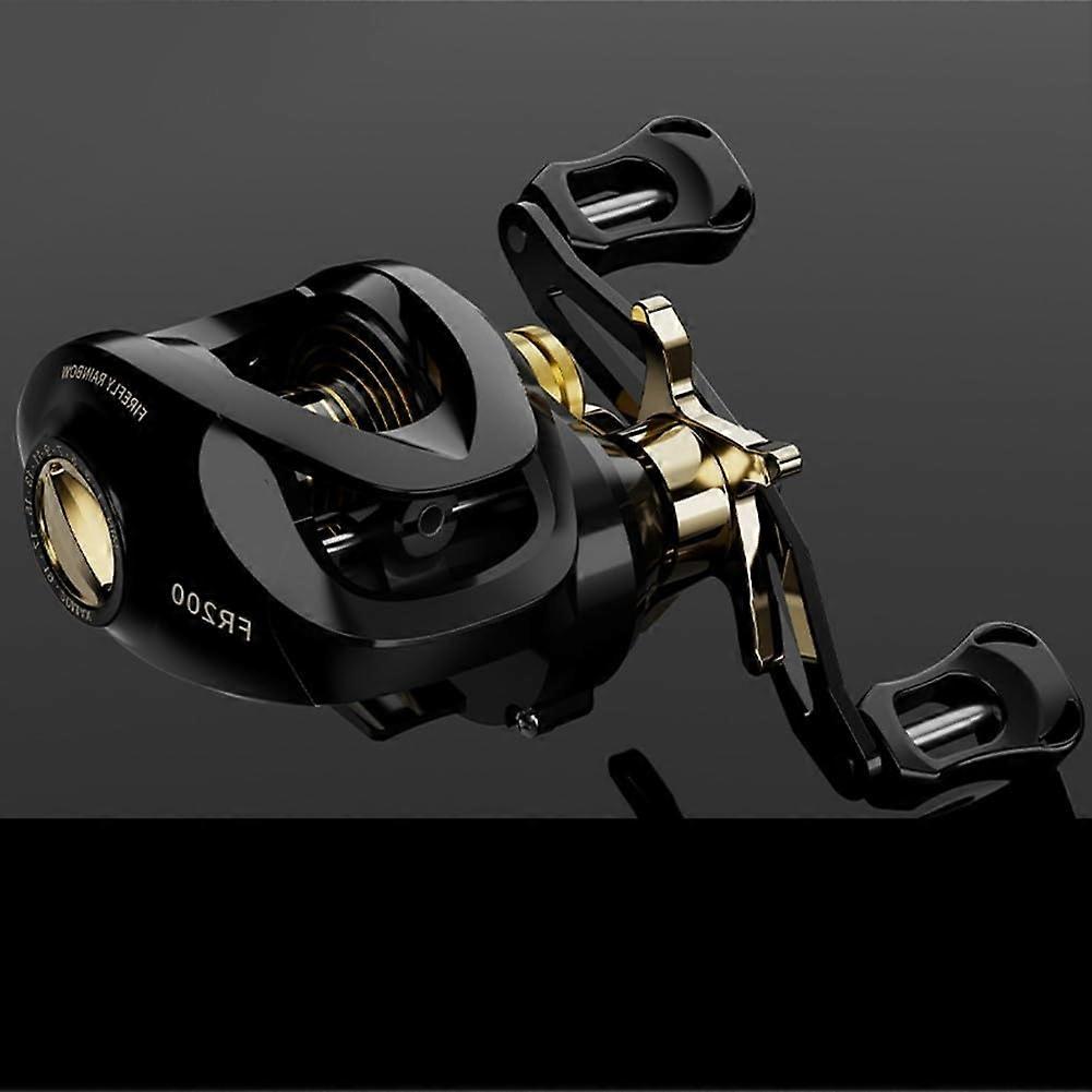 Lightweight Fishing Reel Model 7 21, LeftHand Retrieve, Gold Color, Durable Materials, Magnetic Braking