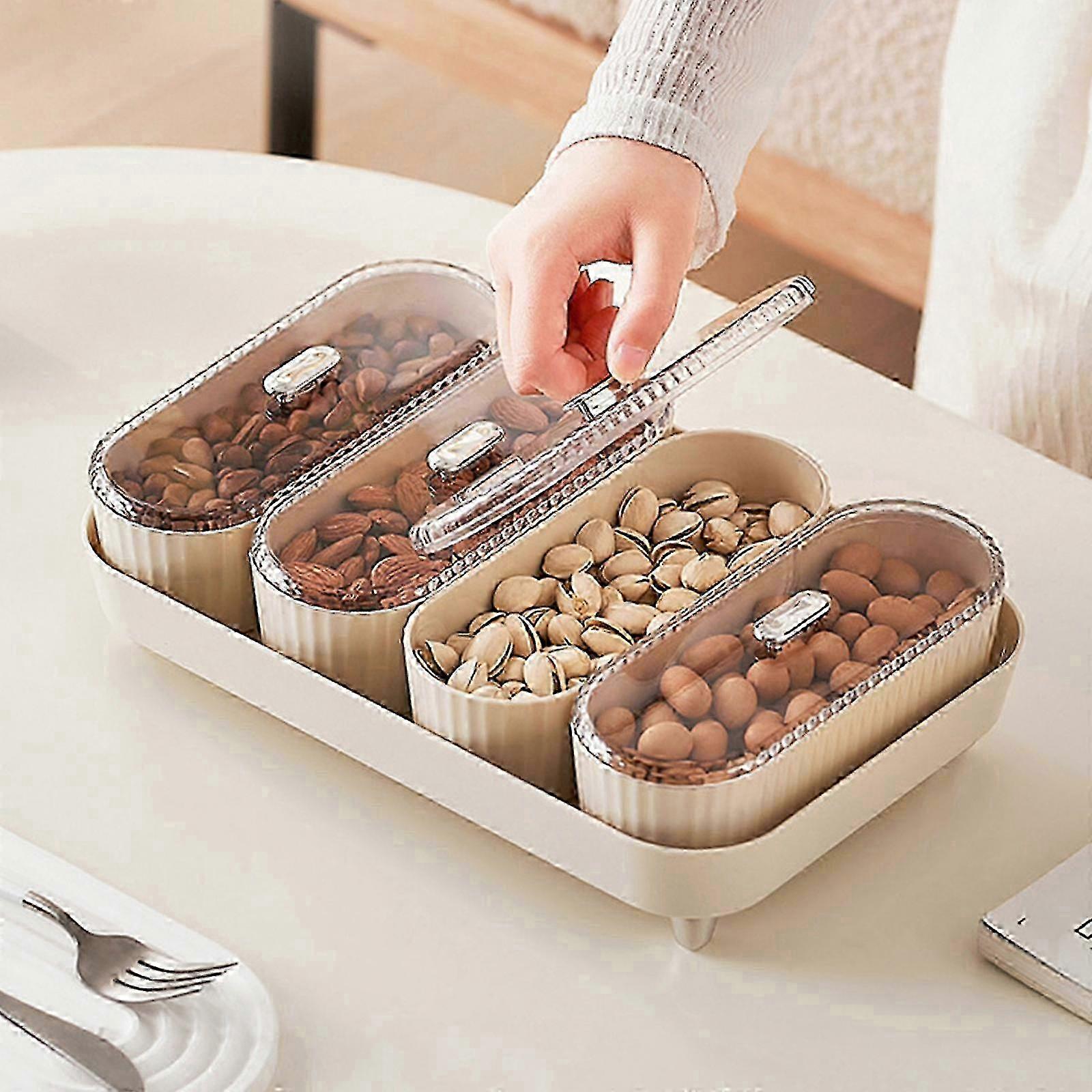 Divided Serving Tray With Lid, Multifunctional Storage Containers Food Storage Organizer Boxes For Nuts, Snackle, Candys, Fruit, Nut Storage 2025