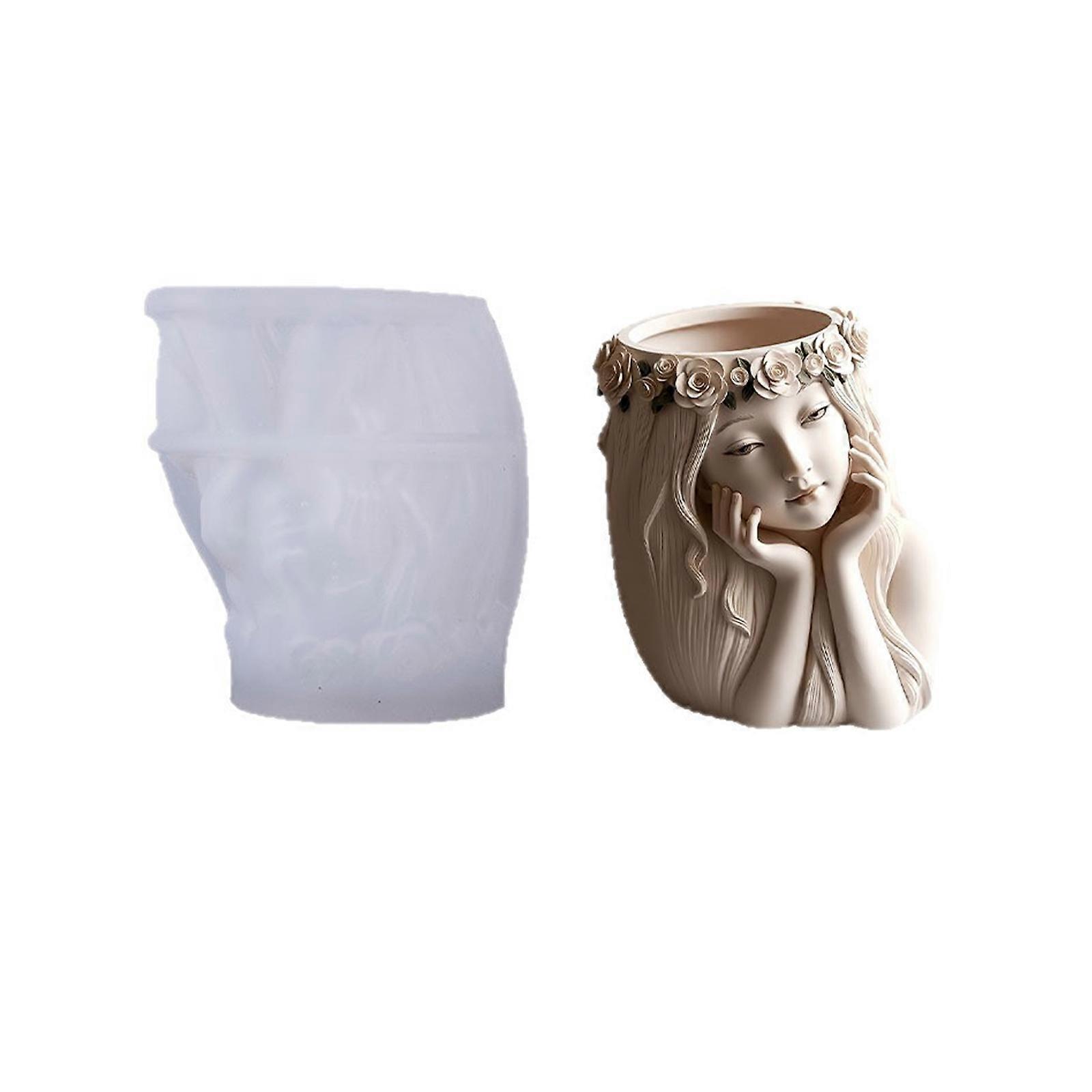 Silicone Craft Mold with Smooth Surfaces Planter Mold for Creating Decorative Girl Planter Resin Casting Cement Projects Multicolor