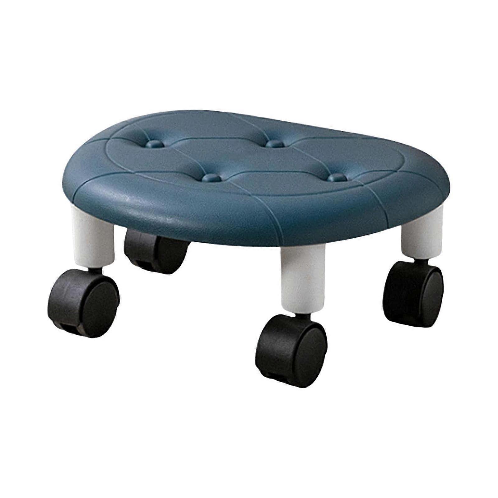 Rolling Low Stool with 360° Swivel Wheels for Home Office Living Room Seating, Blue