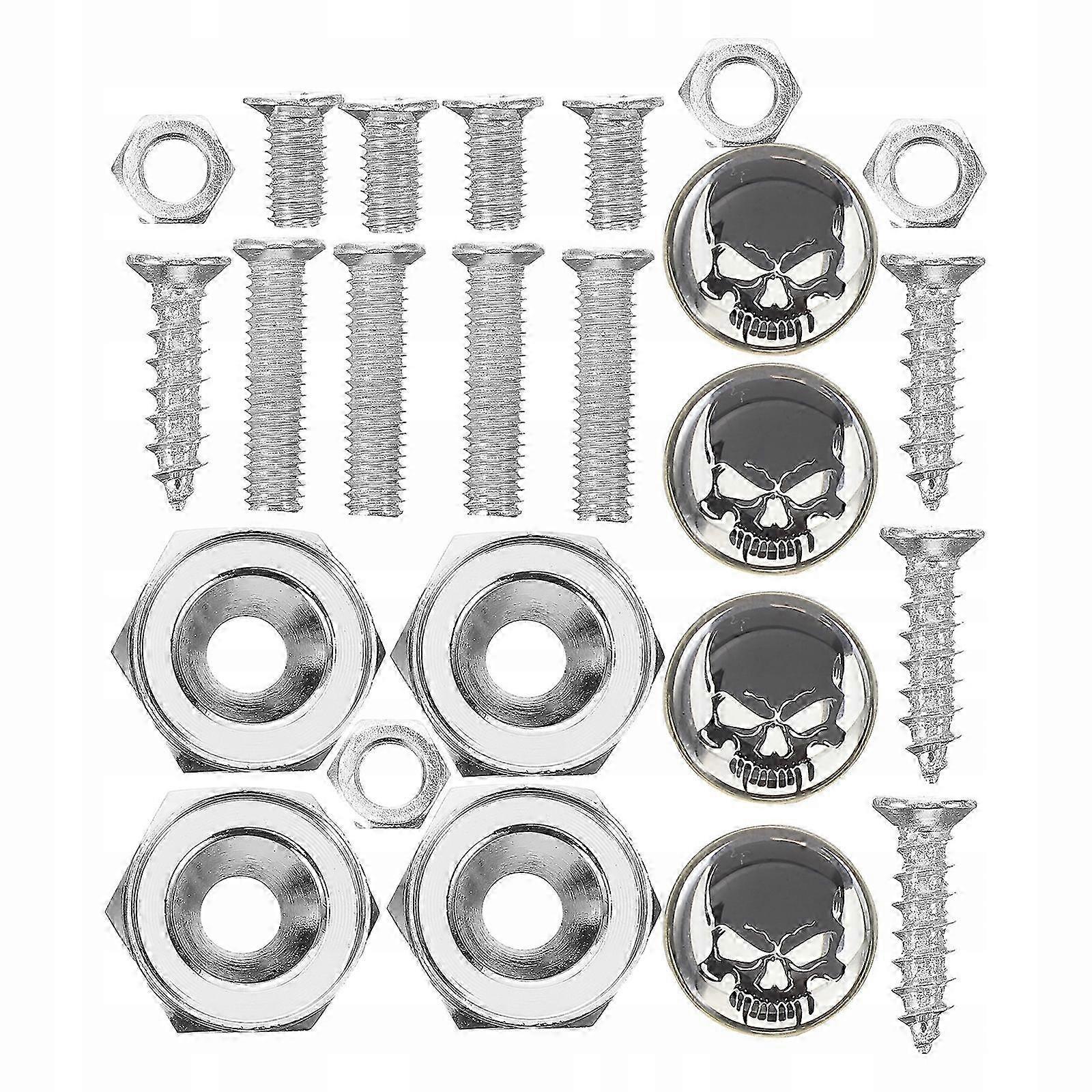 Car License Clips Skull Plate Screws