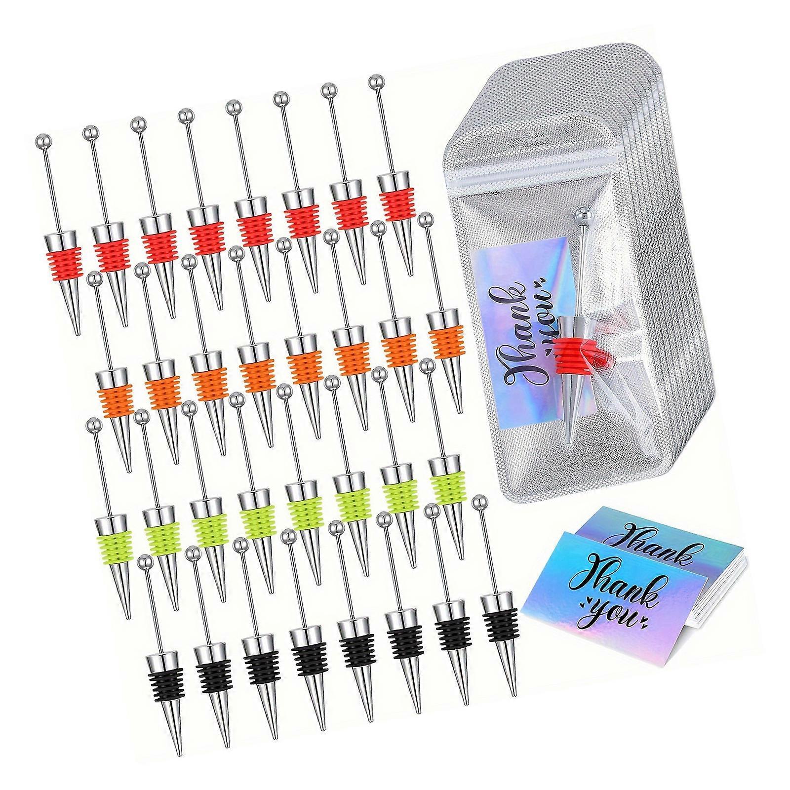 Pack of 60 Delicate Alloy Wine Bottle Stoppers With Thank You Cards And Shimmering Bags For Multifunctional Event Use Multicolor