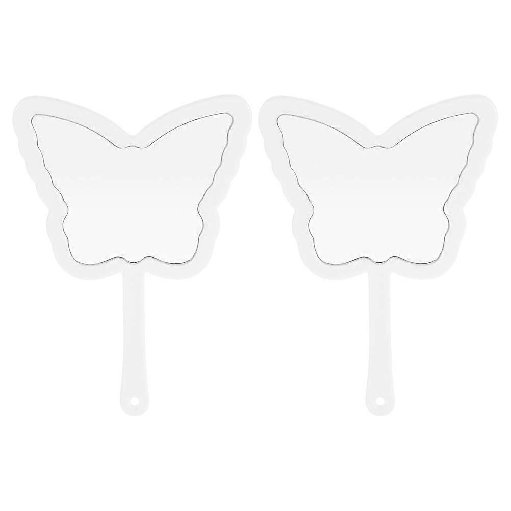 Portable Butterfly Shaped Makeup Mirror with Handle for Girls