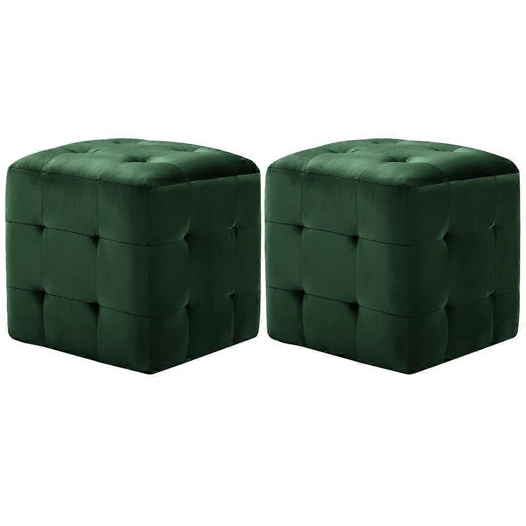 Pouf 2 pcs Green 30x30x30 cm Velvet Fabric