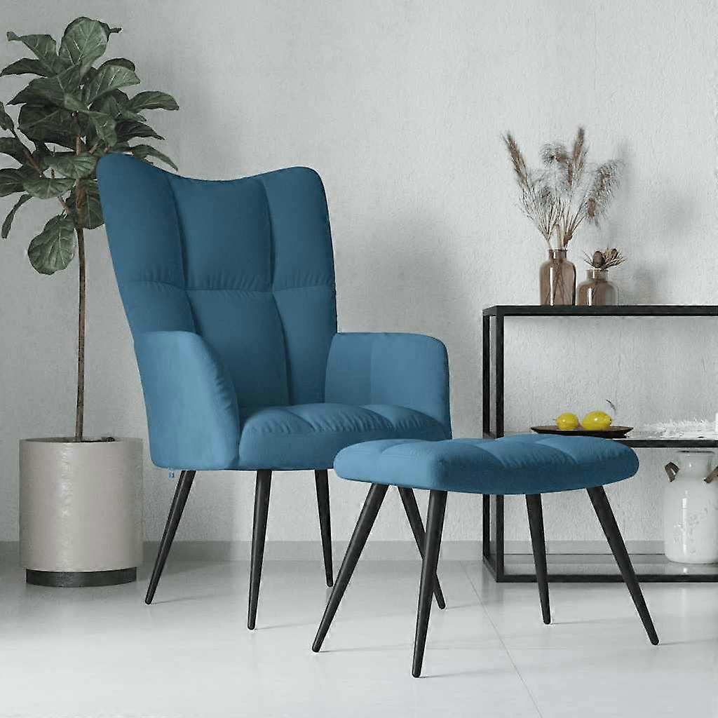 Relaxsessel mit Hocker Blau Samt, SKU: 328094