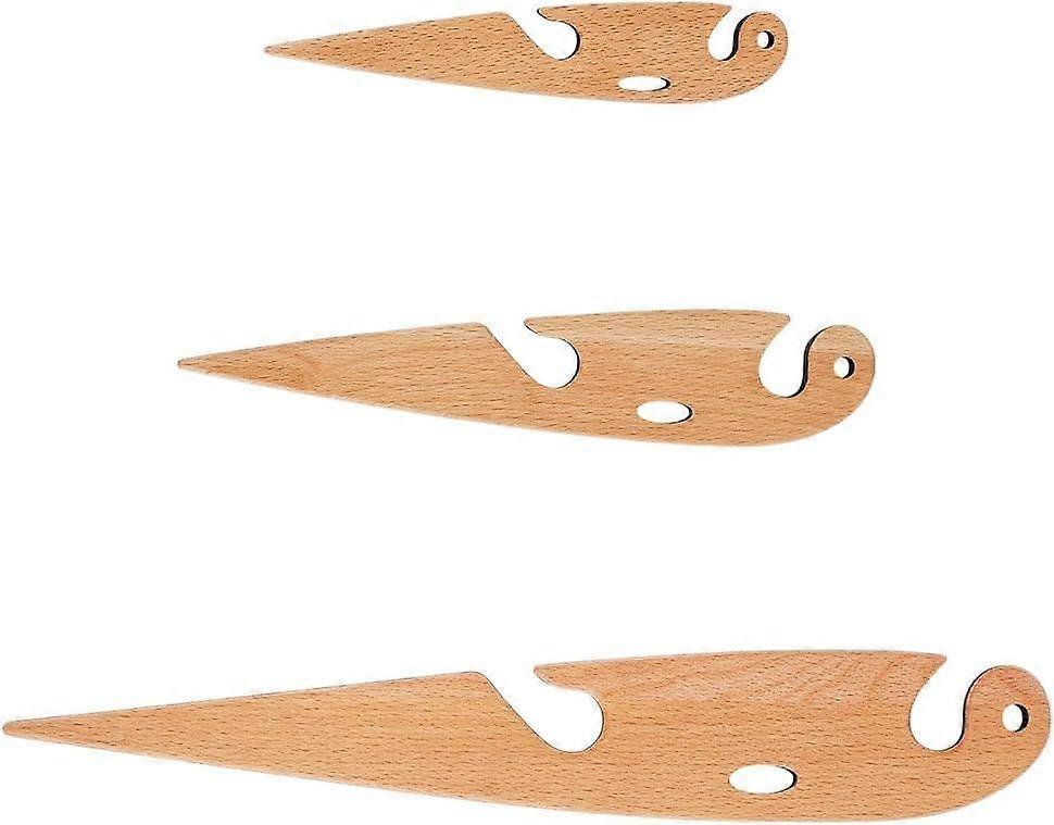 3Pcs Beech Wood Weaving Shuttle Knitting Loom Shuttles Handcrafted Knitting Loom Tools for Tapestry DIY Craft Weaving Accessories Teardrop