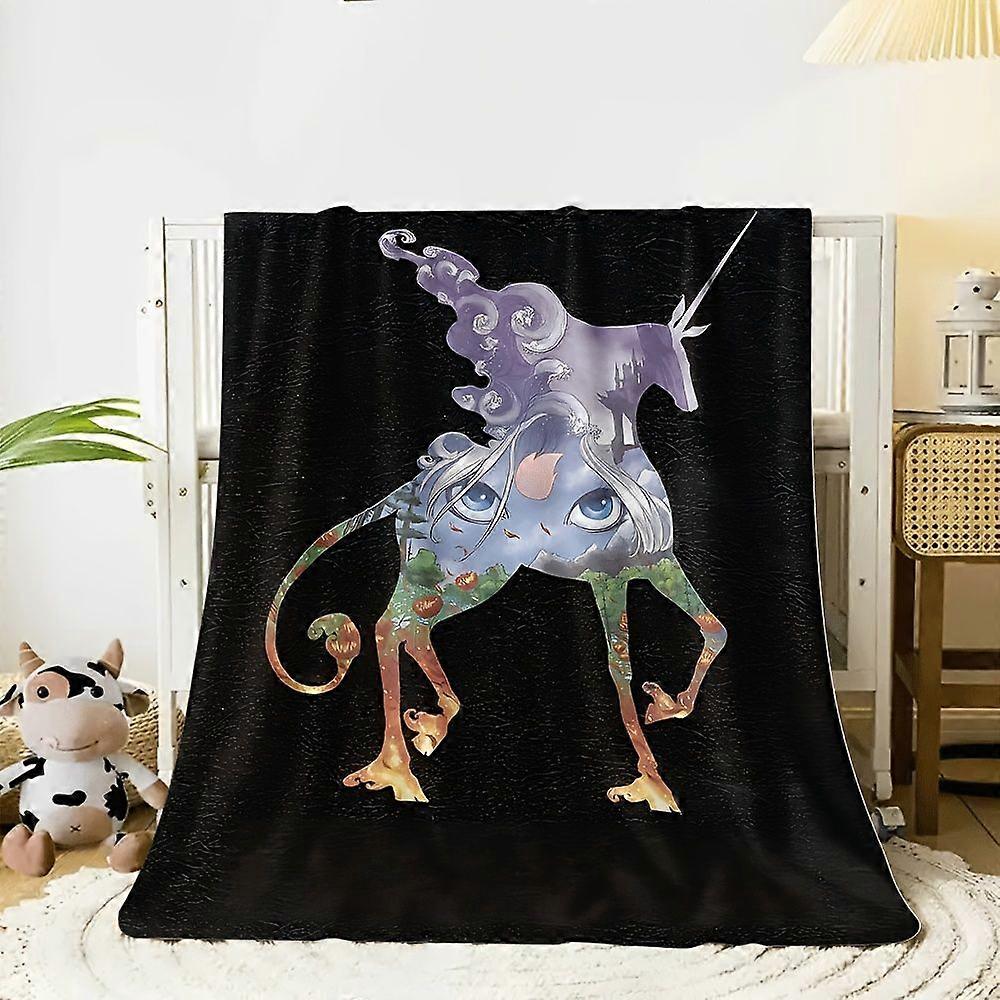1pc The Last Unicorn Flannel Blanket - Soft Polyester Sofa & Bed Throw, Machine Washable All-Season Cozy Blanket with Vi-UYRTA253