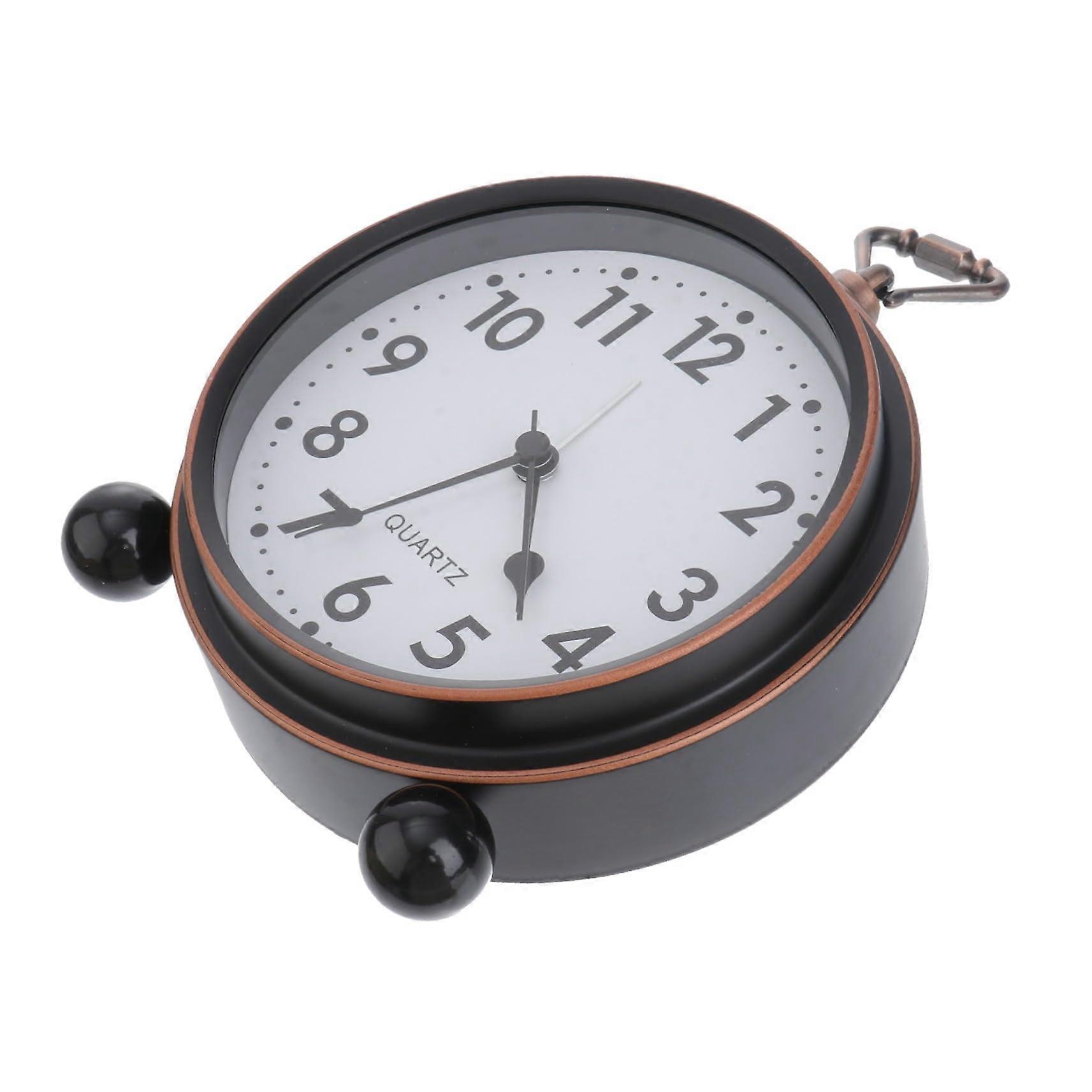 Retro Metal Desk Clock with Silent Sweep Quartz Movement for Home Office Bedroom Mantel Bookshelf Decor