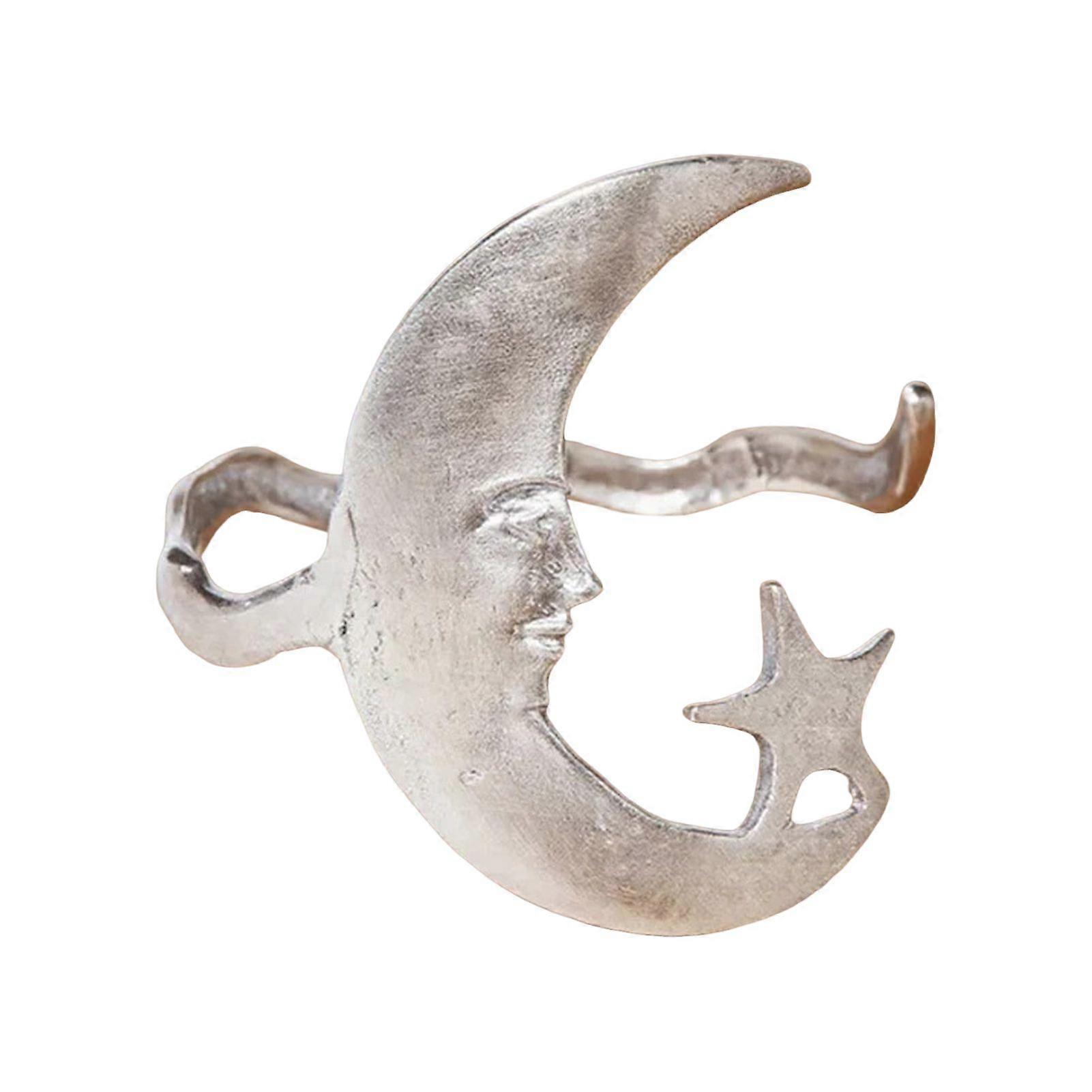 Jikaix 1/2Pcs Golden Star Moon Arm Cuff Bracelet Opening Adjustable Bangle with Irregular Hammer Texture Stackable Armband