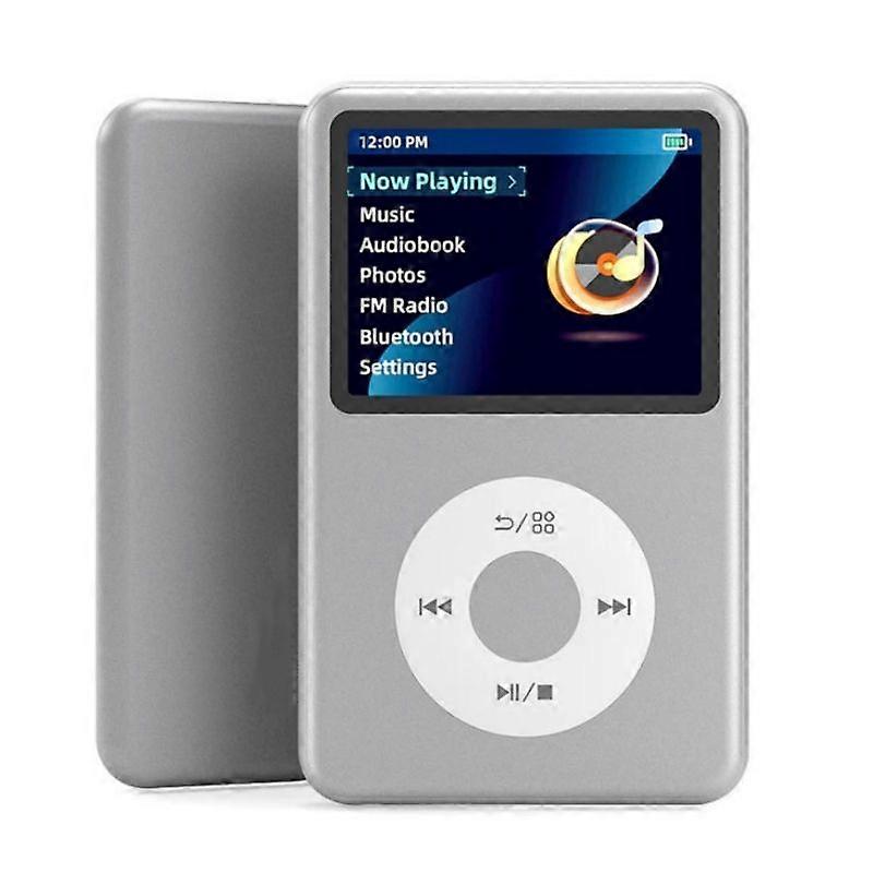 Mini portable MP3 player with Bluetooth HiFi functionality, built-in audiobooks, exquisite gift upgrade, silver