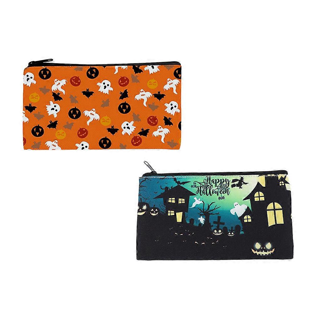 Halloween Makeup Pouch Canvas Pen Bag for Storage 2Pcs Assorted Colors