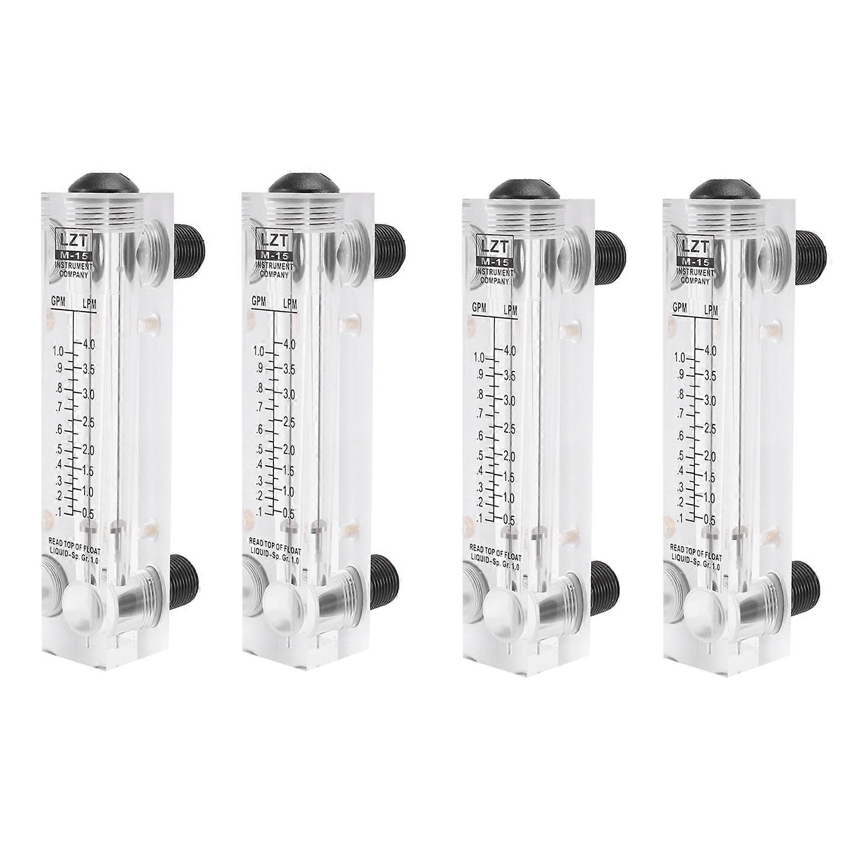 4X Black Adjustable Knob 0.1-1 GPM Panel Type Water Flow Meter LZM-15