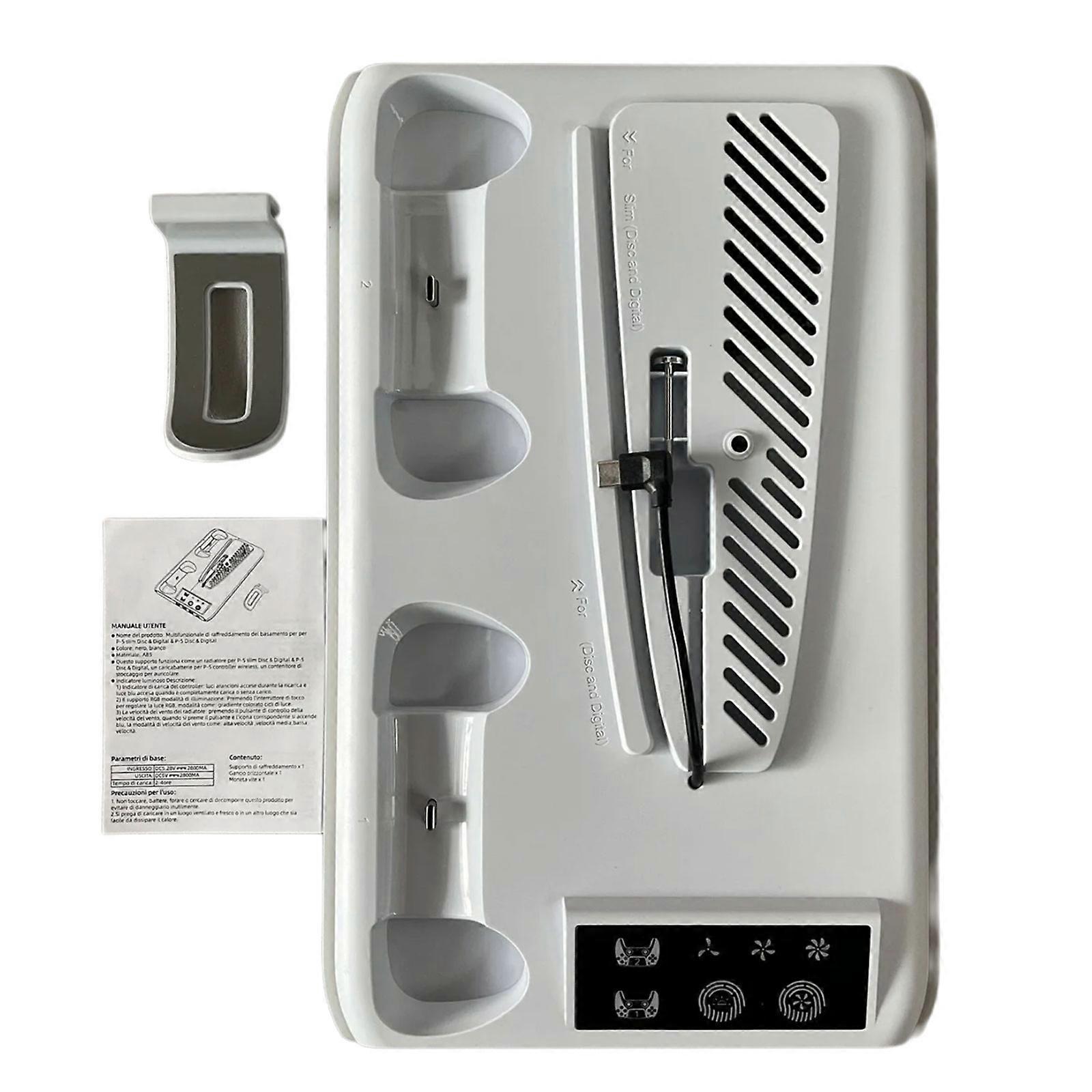 Comprehensive Gaming Cooling Fan Stand Holder for Slim Offering Multi Device Charging Support and Light Effects  White