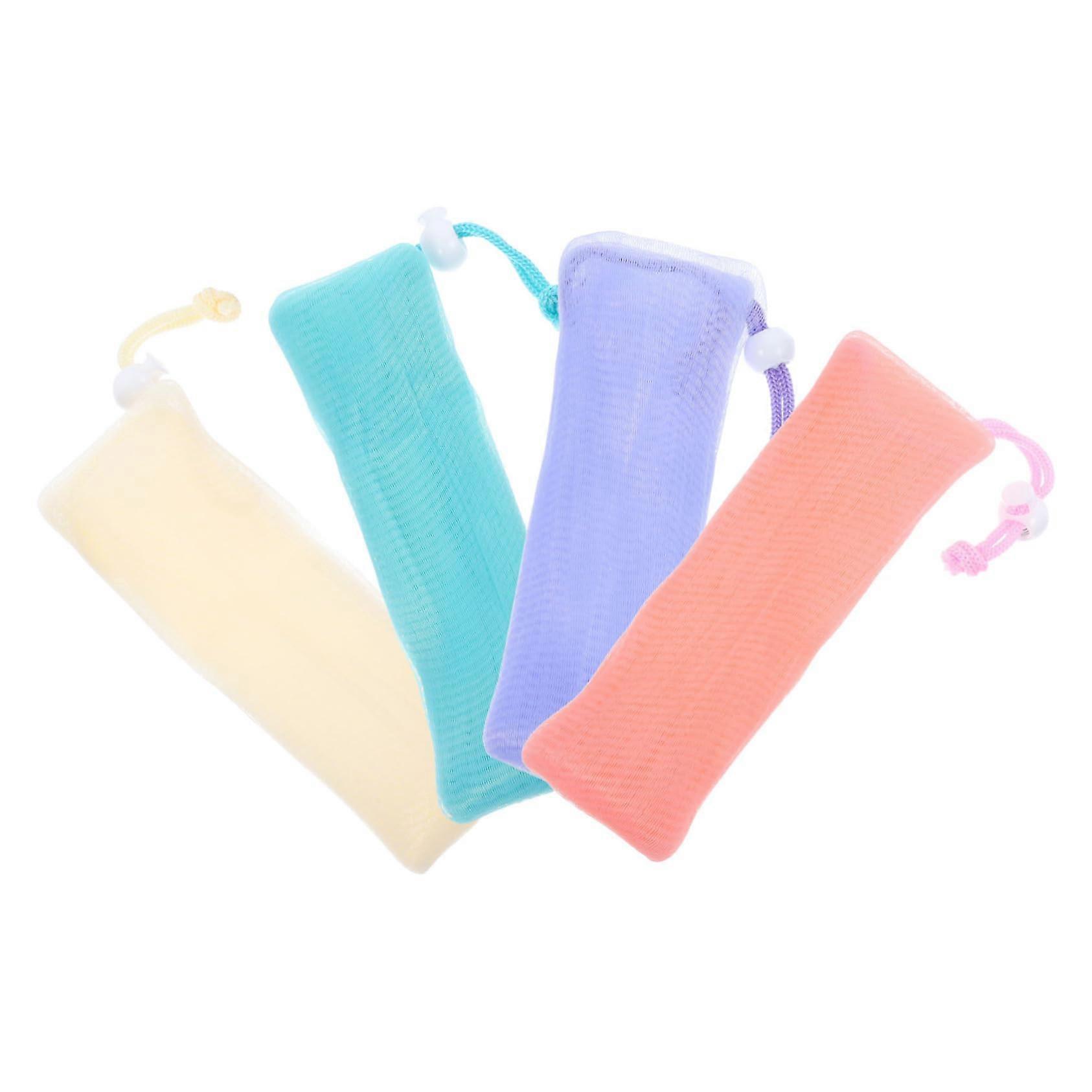 4Pcs Exfoliating Soap Saver Bag Mesh Pouch for Shower and Travel with Rich Foaming Action