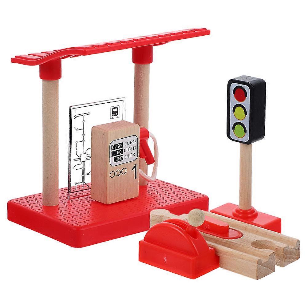 Multi-Function Gas Station Model Toy with Lift Road Block 5Sets