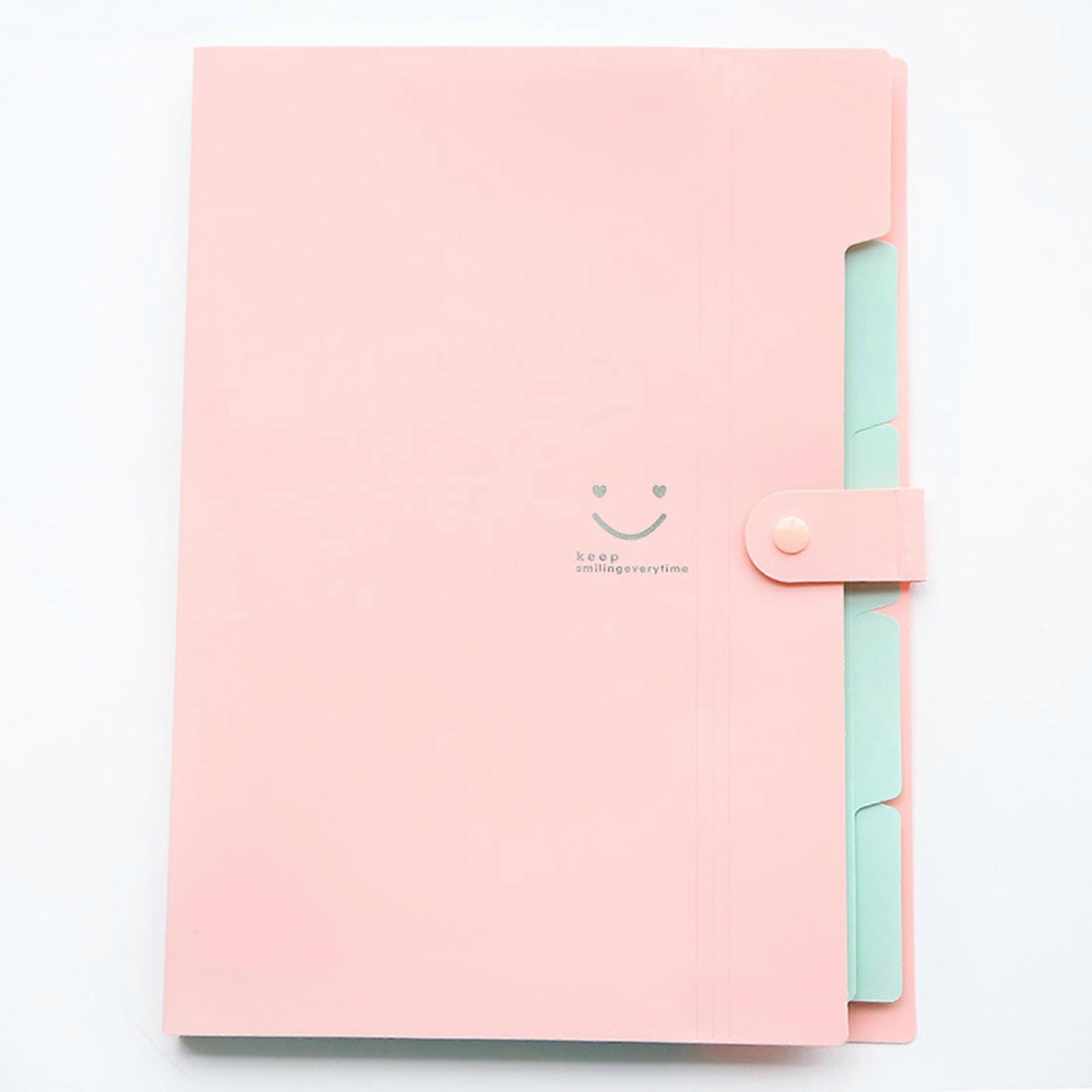 Large capacity multi-layer insert storage clip with smiling face PP folder, large capacity
