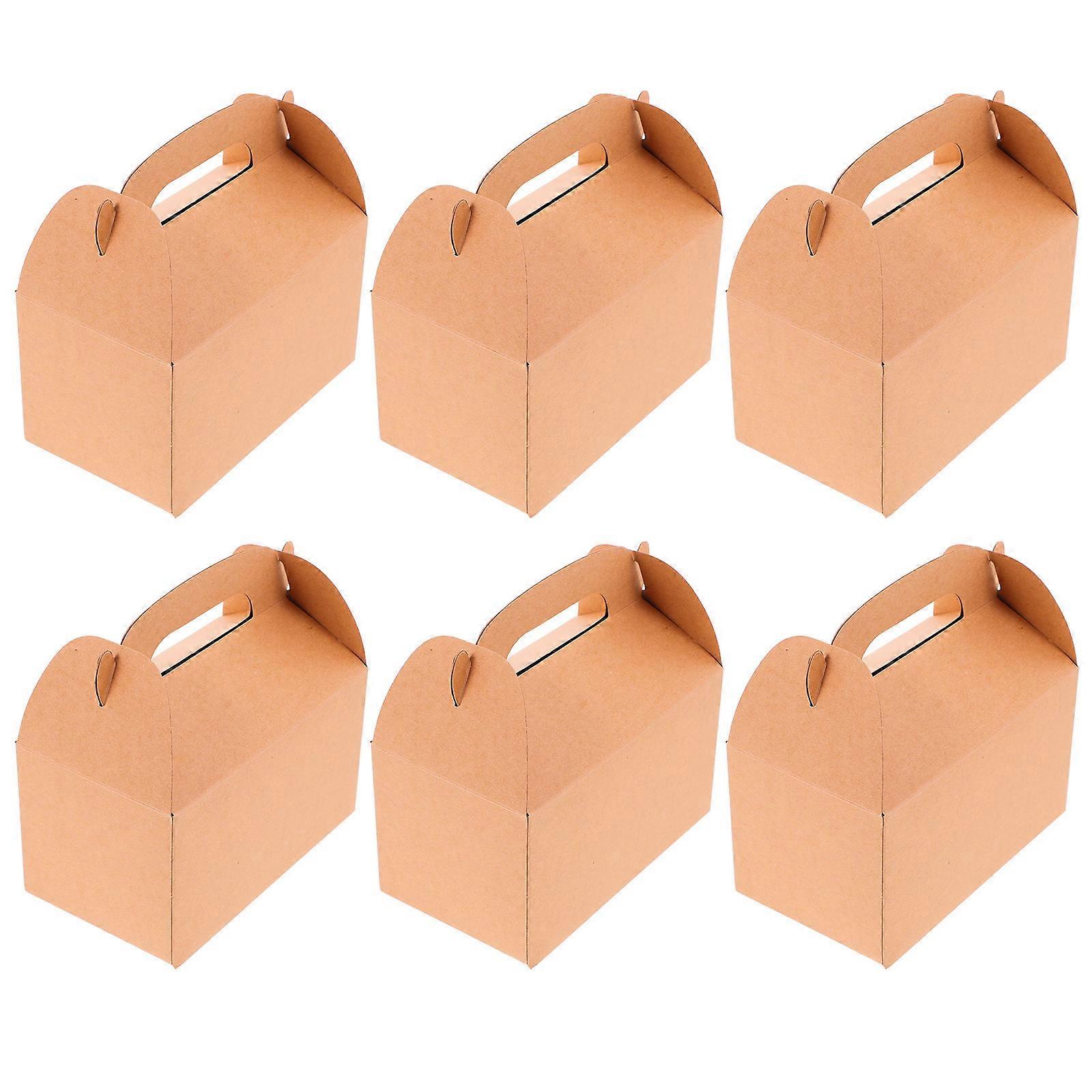 6Pcs Paper Candy Boxes for Storage Use Lightweight and Safe Light Brown Small Cake Boxes
