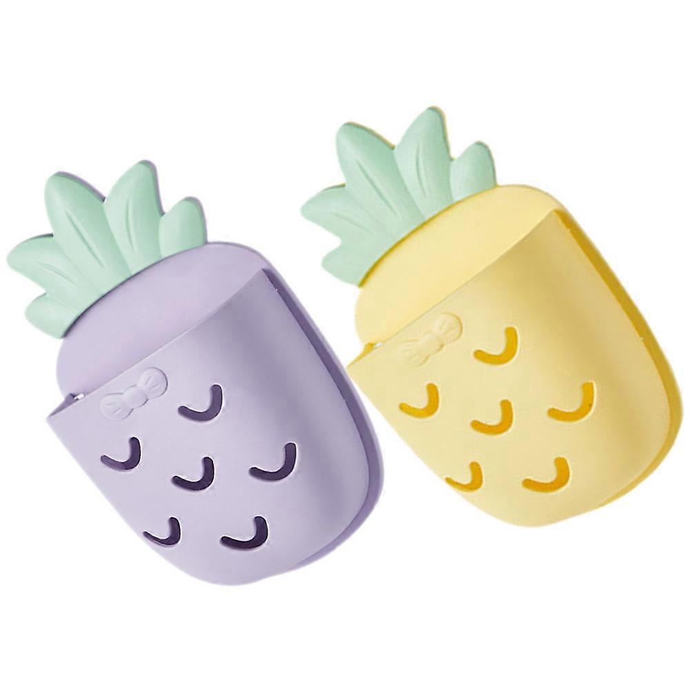 Bathroom Pineapple Wall Storage Holder for Cosmetics and Toothbrush 4Pcs Set