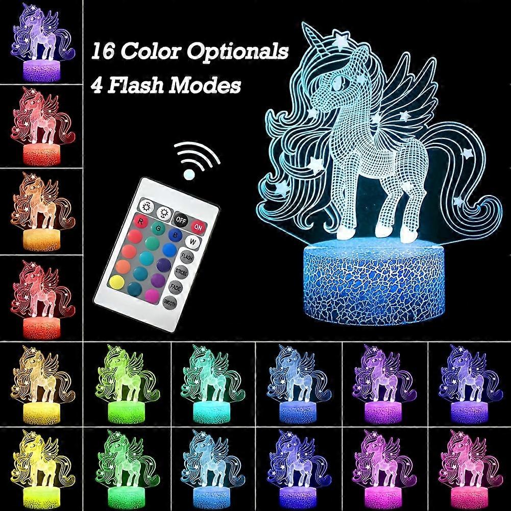 1pc Cute Pony 3D Night Light, With Touch & Remote Control, 16-Color Changing Ambient Light/7-Color /Warm Color For Bedroom