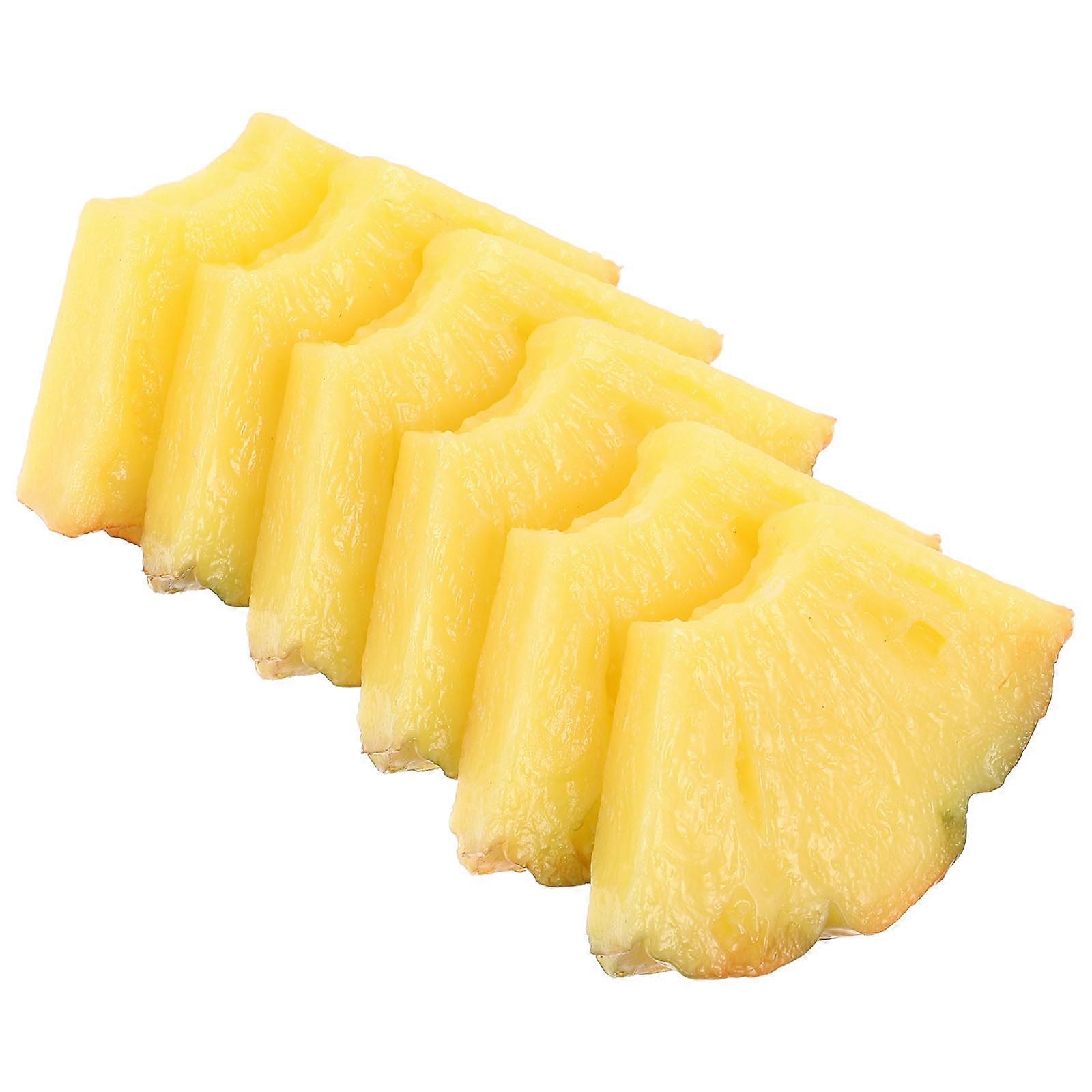 Plastic Pineapple Slices for Kitchen Decoration 6Pcs Artificial Yellow PVC