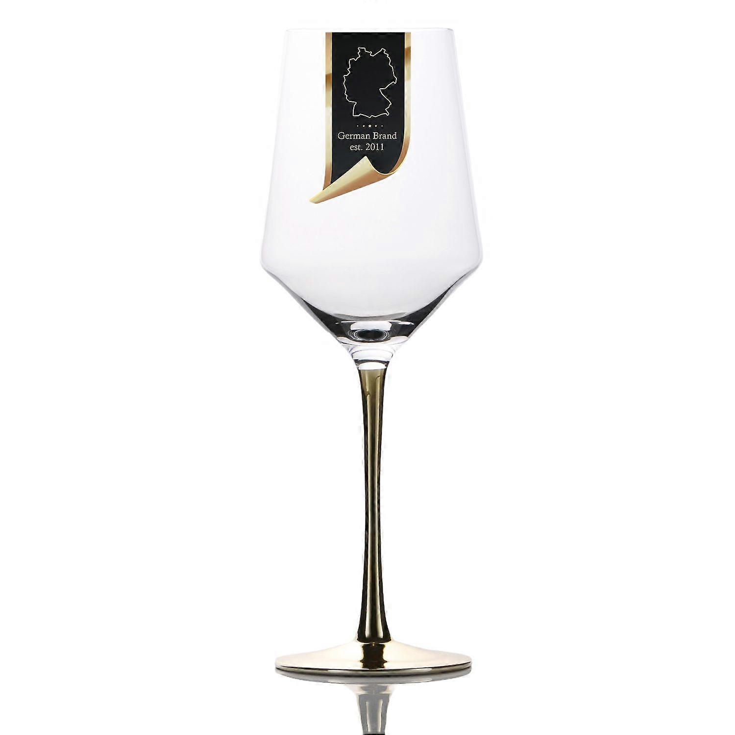 Wein Glas Set mit goldfarbenem Stiel - 380 ml - Rotwein Weißwein Gläser