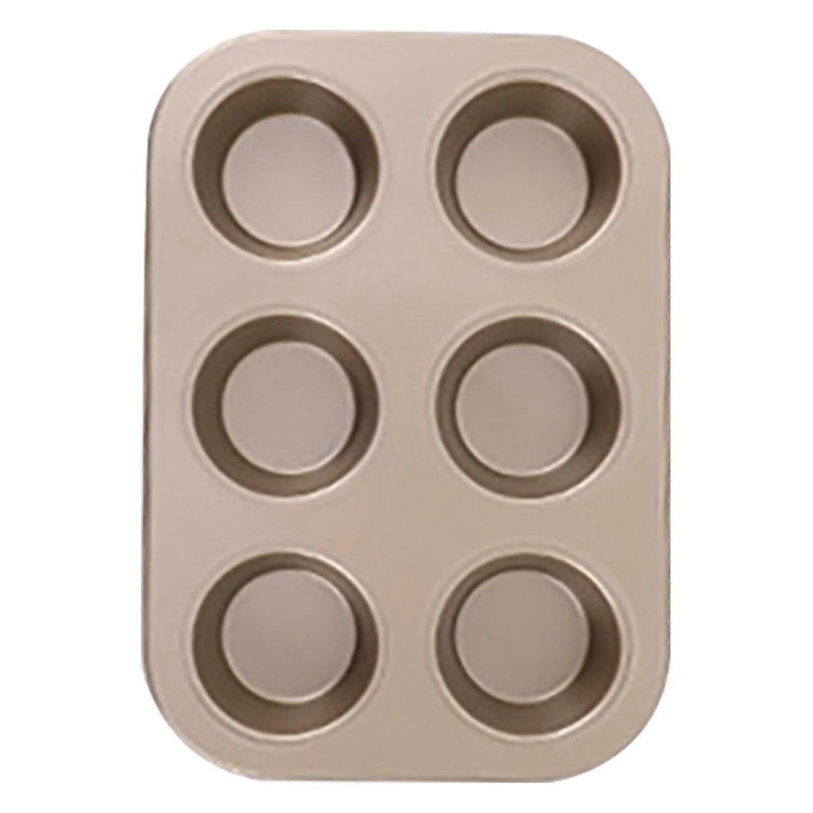 mtvxesu Cupcake Molds for Baking, Nonstick Round Muffin Baking Pan, 6 Cups, Easy to Clean