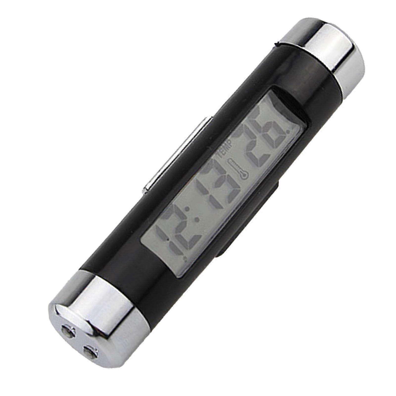 Electronic Car Clock Thermometer with LED Digital Display and Blue Backlight for Air Vent Outlet Compatibility