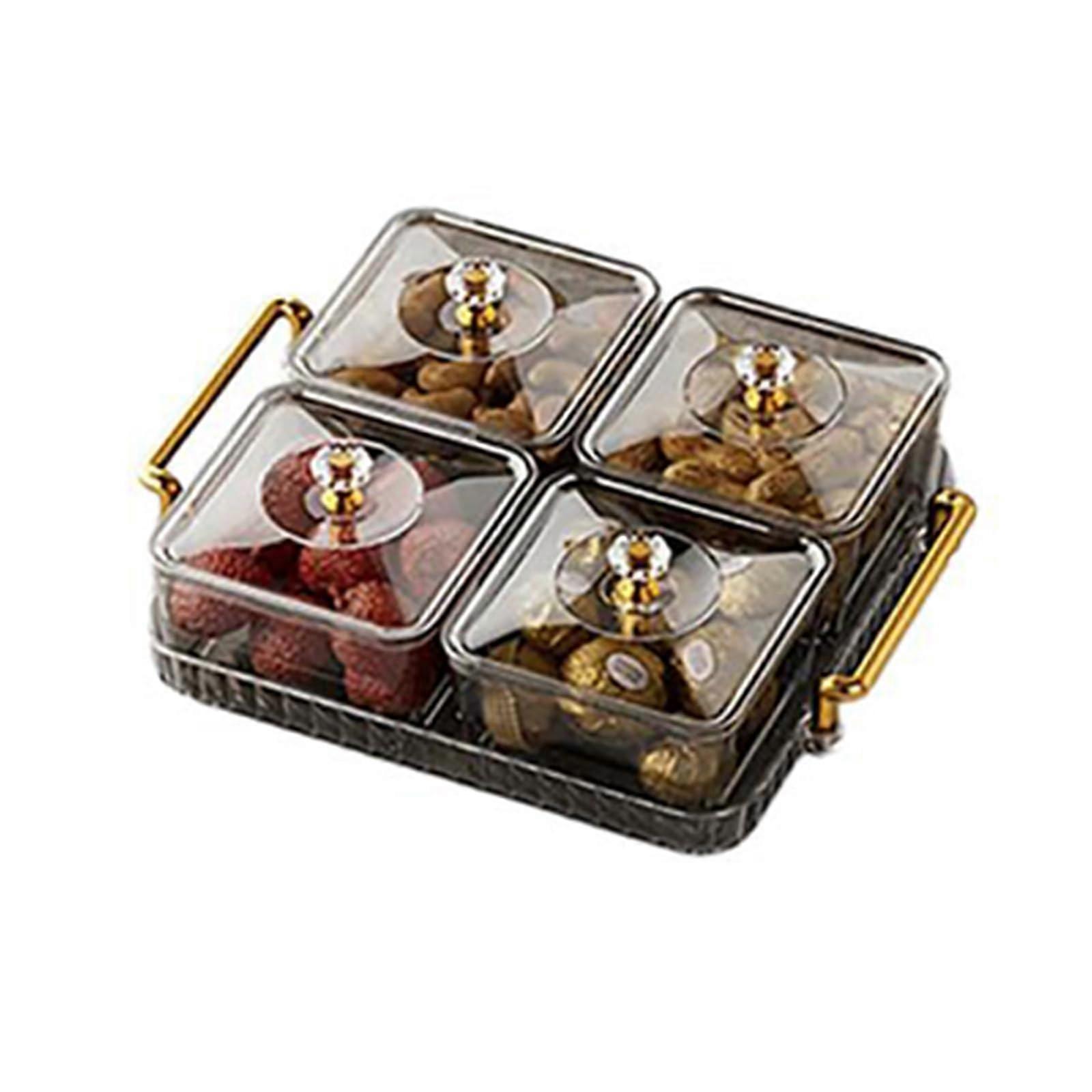 Snacks Storage Box with Lid MultiCompartment Candy Organizer Fruit Tray with Stand Durable