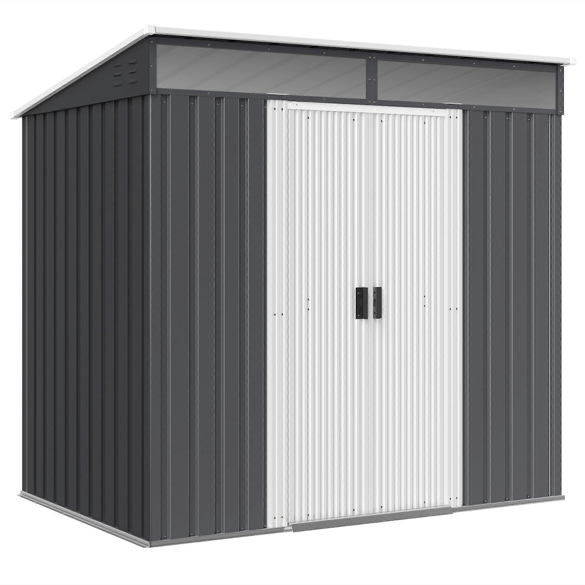 6.5x4ft Galvanised Metal Shed with Foundation