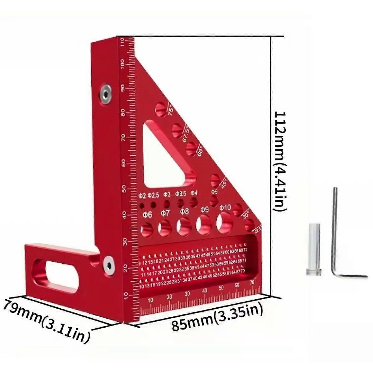 Woodworking Square Protractor Extended 3D Multi-Angle Measuring Ruler W/Dowel Pin,Aluminum Miter Triangler Layout Measuring Tool