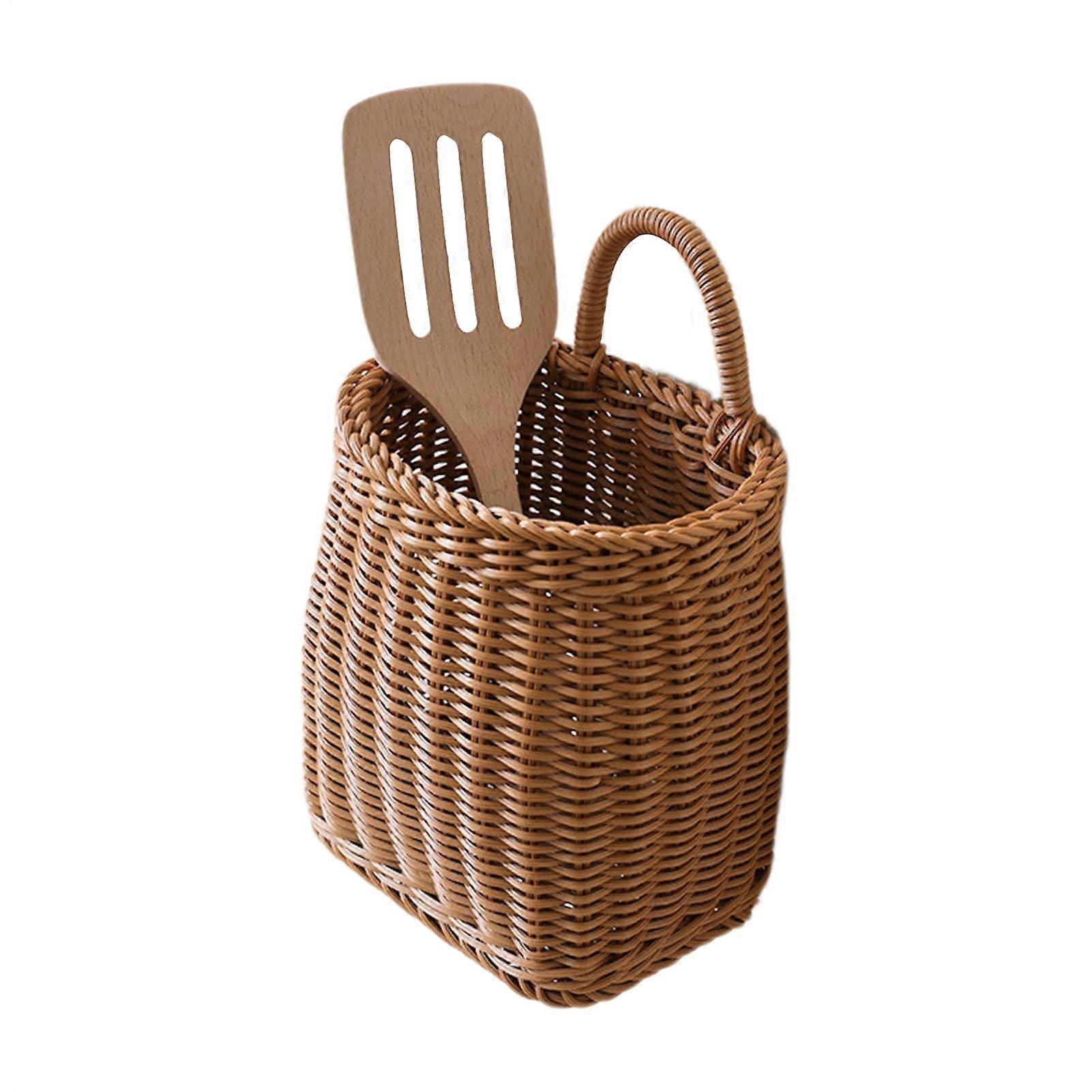 Woven Wall Basket Bohemian Rustic Hanging Storage Organizer for Home Garden with Large Capacity