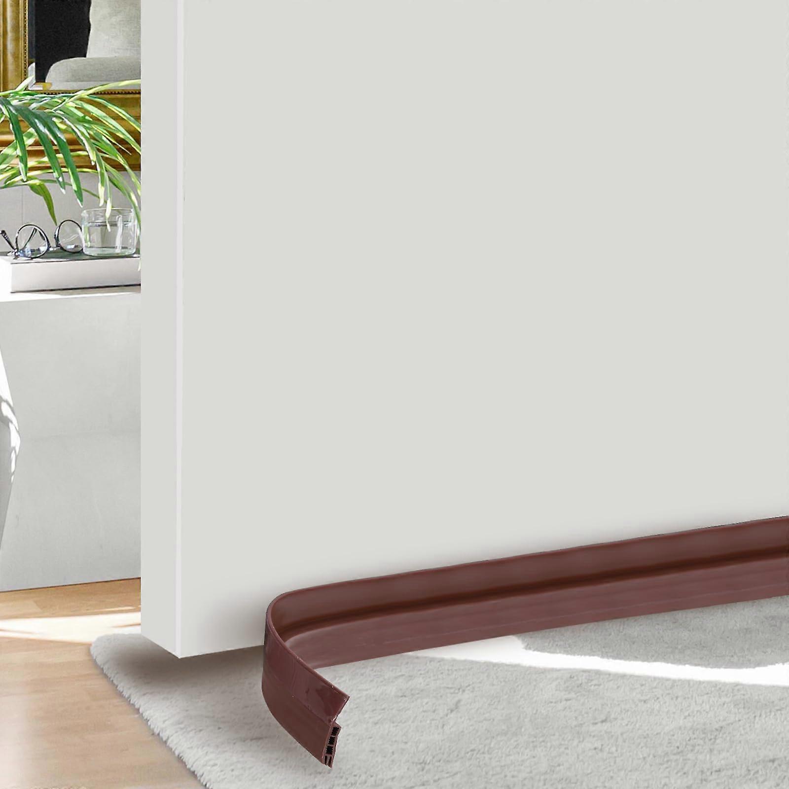 Door Draft Stopper 2 Pack 2.7FT Silicone Under Door Seal Strip Weatherproof Noise Reduction Brown