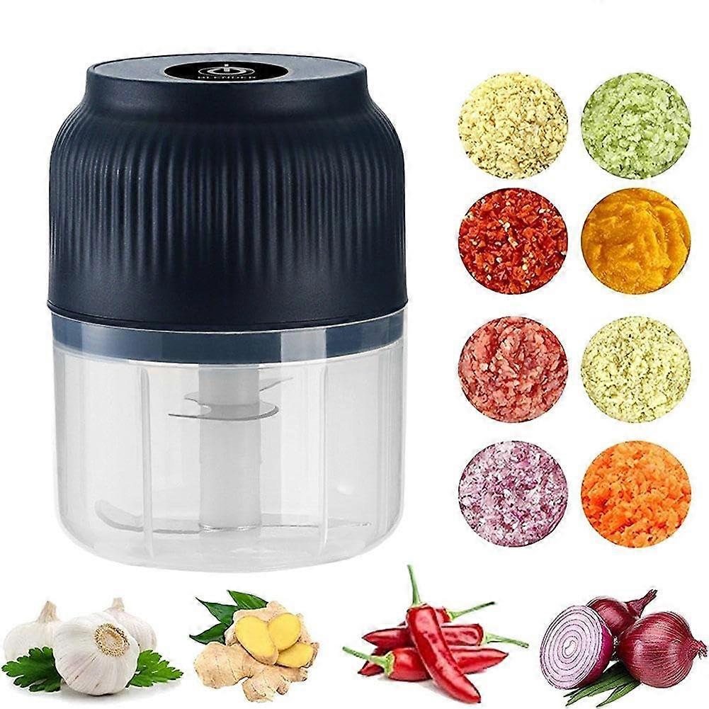 Electric Garlic Chopper Rechargeable Mini Food Processor, OneTouch Speed Chopping, Blue