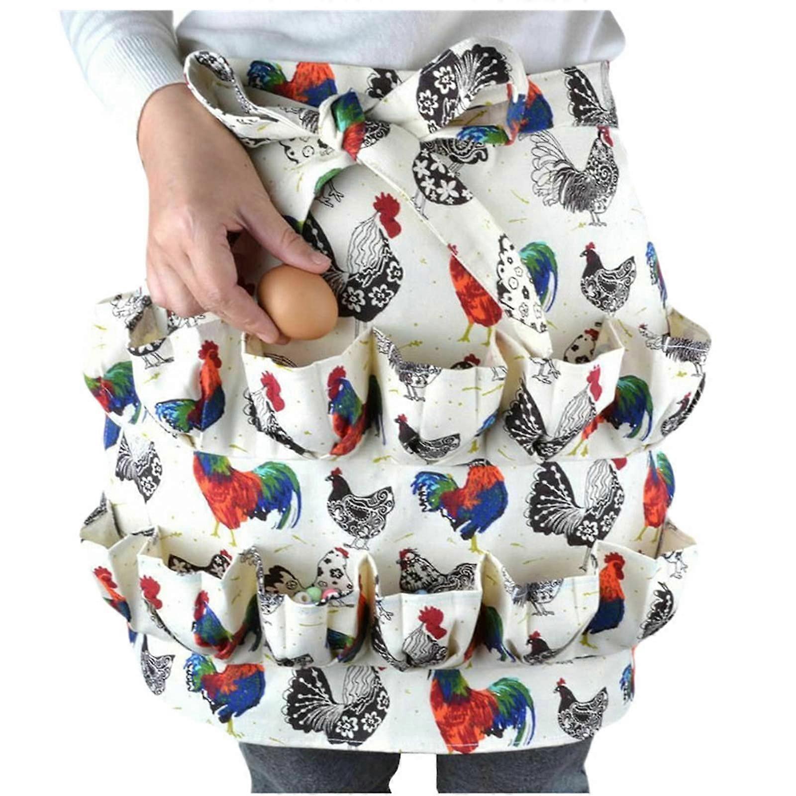 Egg Collecting Apron with Multiple Pockets for Hands Chicken and Duck Gathering