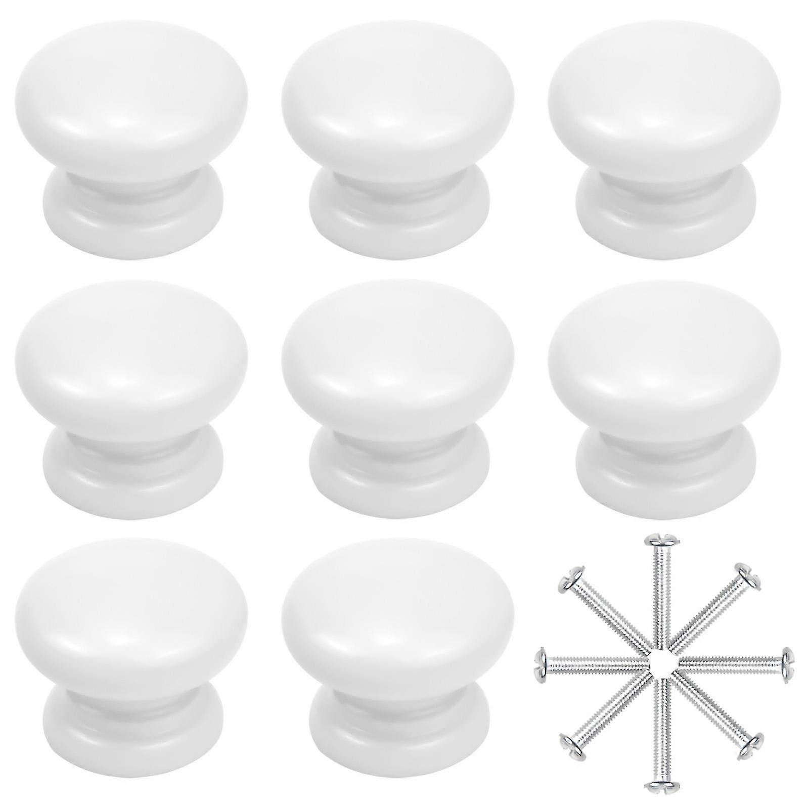 2025 8pcs Cabinet Knobs 33mm White Wooden Drawer Knobs Cupboard Knobs