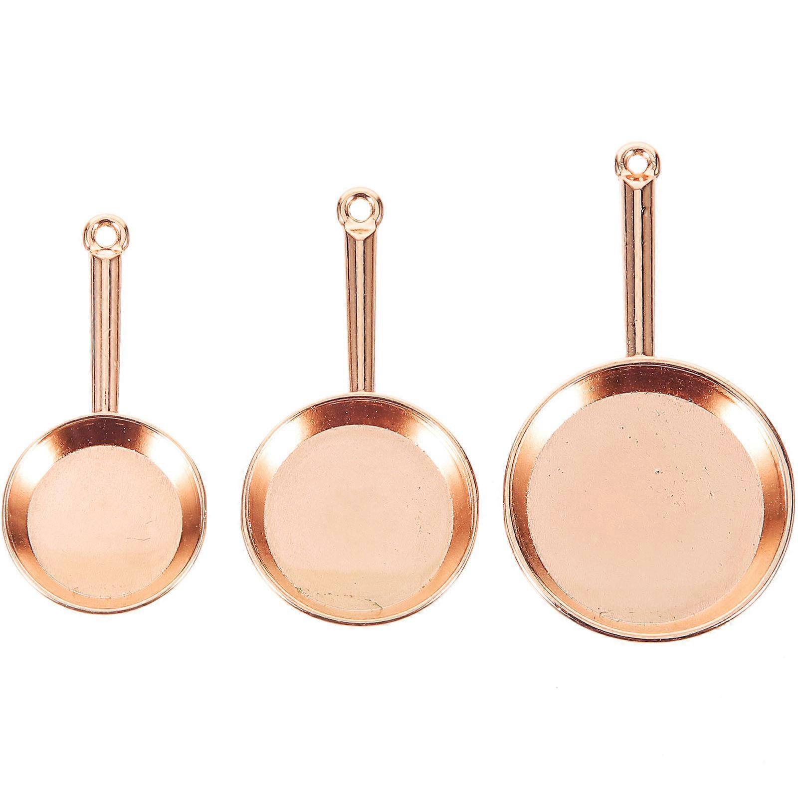 Mini Kitchen Utensils Mini Pan Decorative 3Pcs Alloy Craft Set
