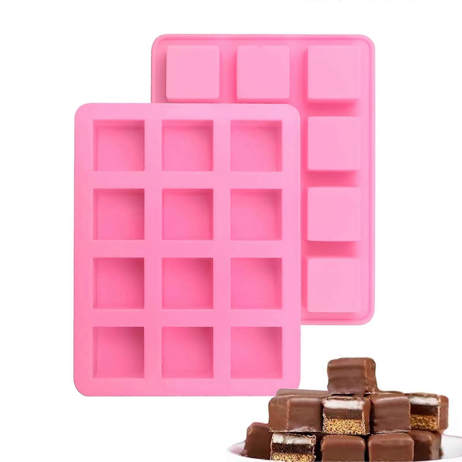 2PCS Square Silicone Chocolate Molds 12Cavity for Candy Ice Cube Baking and Dessert Making