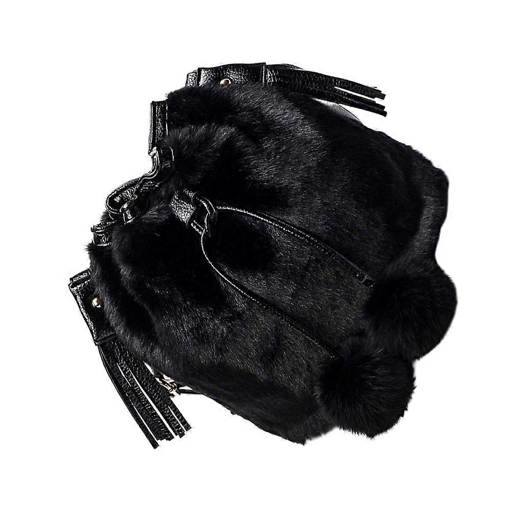 Water Bucket Bag Fluffy Crossbody Bag with Drawstring