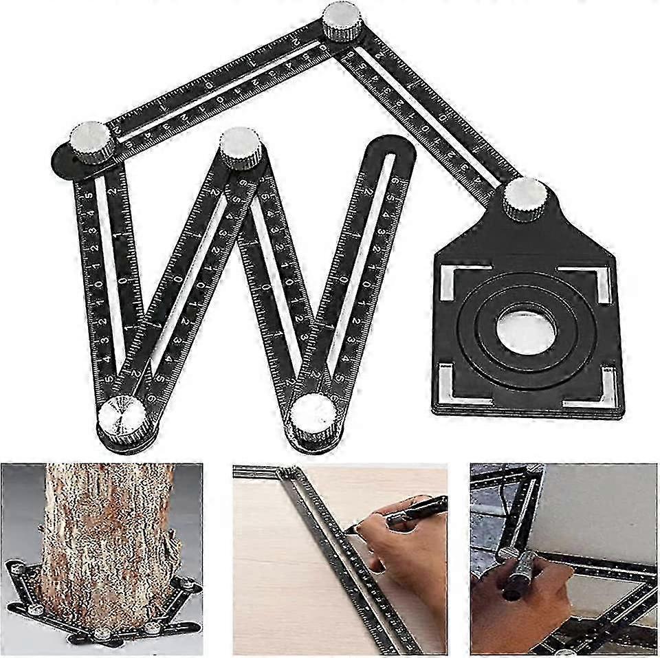 upgraded version multi angle ruler adjustable fold aluminum alloy angleizer template tool drill guide opening ceramic tile hole punch locator set for