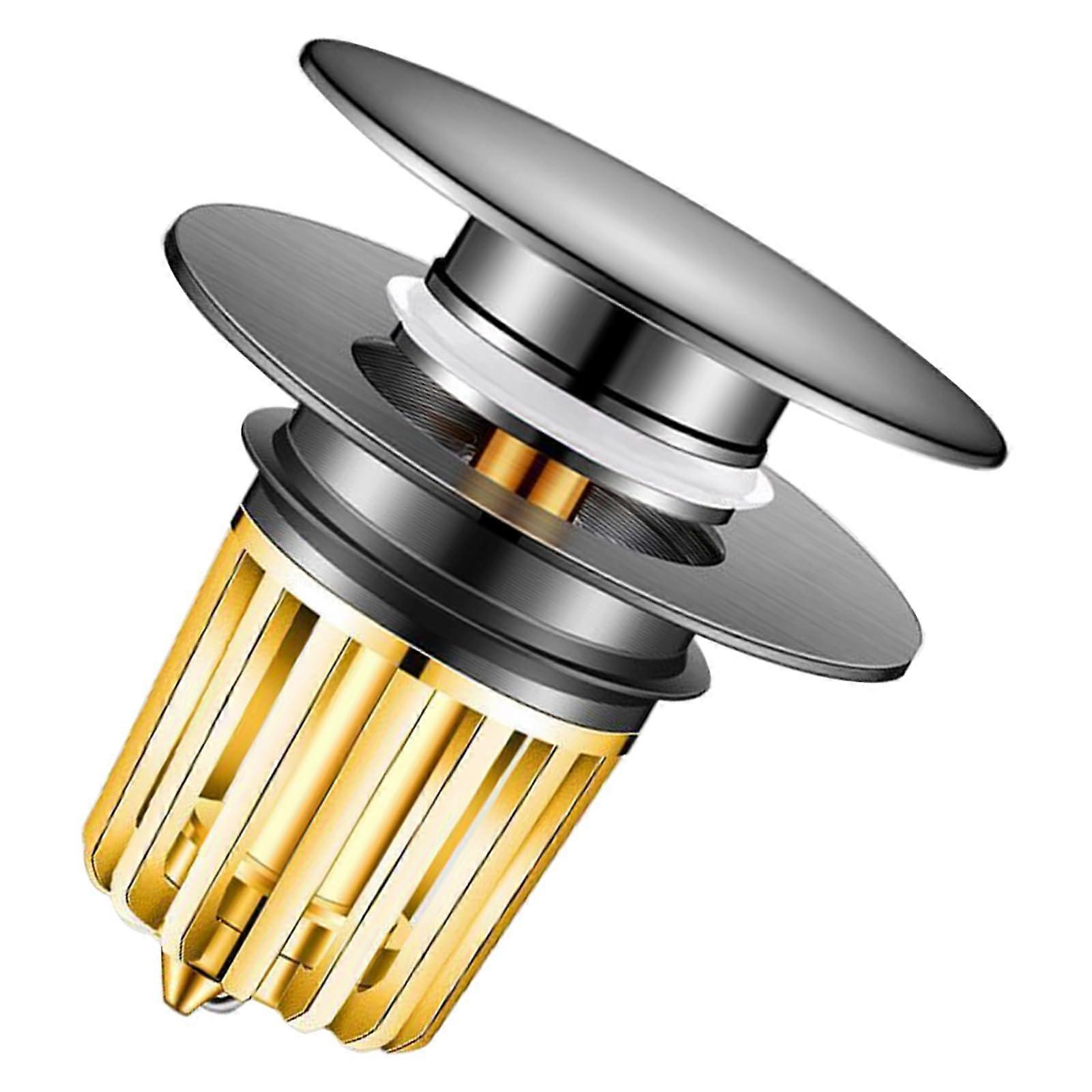 Copper Sink Stopper with AntiClogging Design, LeakProof Push Type Bathroom Sink Drain Plug