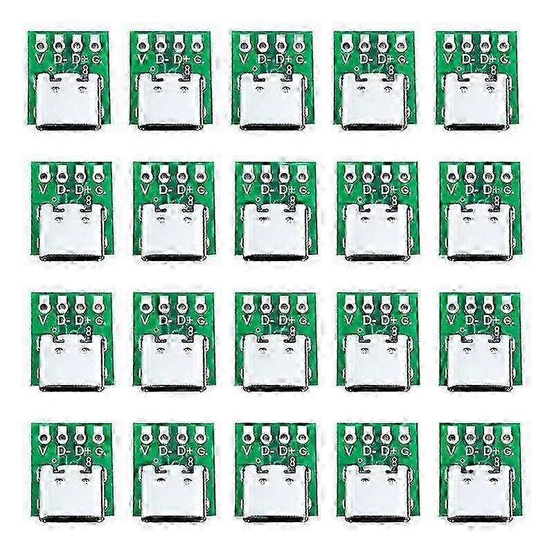 Female USB Type C Connector Breakout Board with PCB Converter