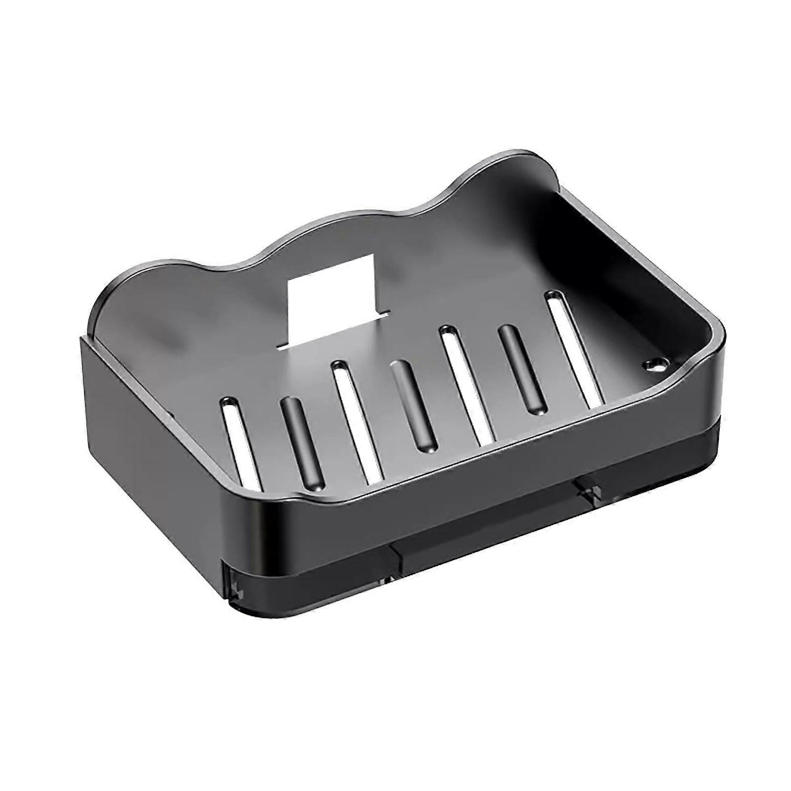Wall Mounted Double Layer Soap Dish Punch Fast Drainage Bathroom and Kitchen Soap Holder Black