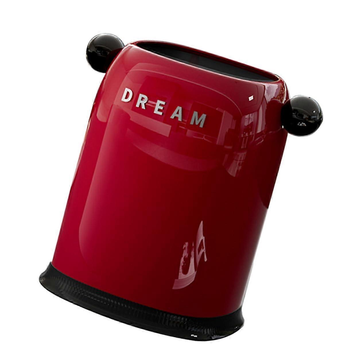 Red Plastic Open  Trash Can with Double Walled Wastebasket and Removable Liner for Office