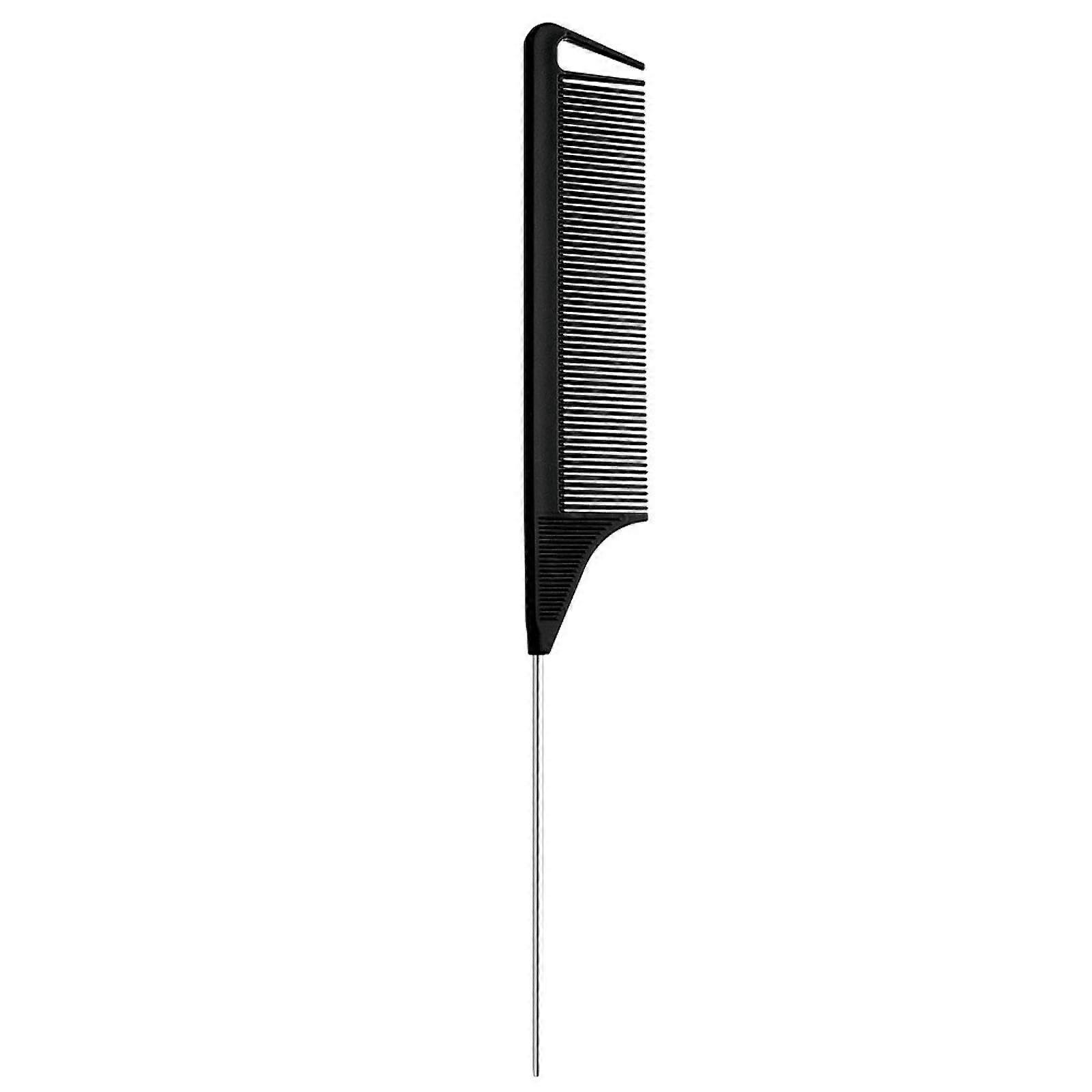 Rat Tail Comb with Precise Sectioning Tail and AntiSlip Handle for Salon Hairdressing Black