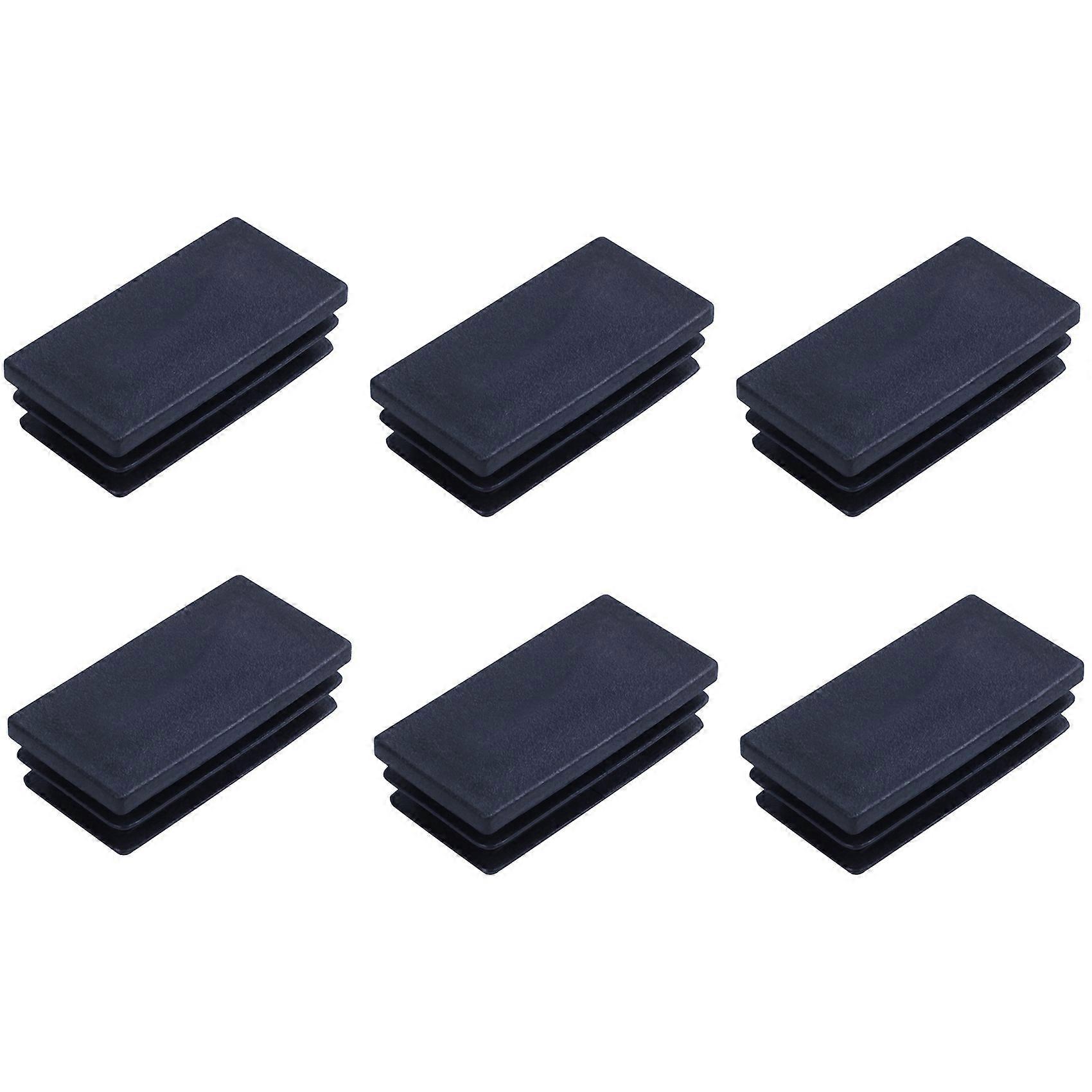 Plastic Rectangle Blanking End Tube Caps Inserts 25X50mm 180Pcs Black