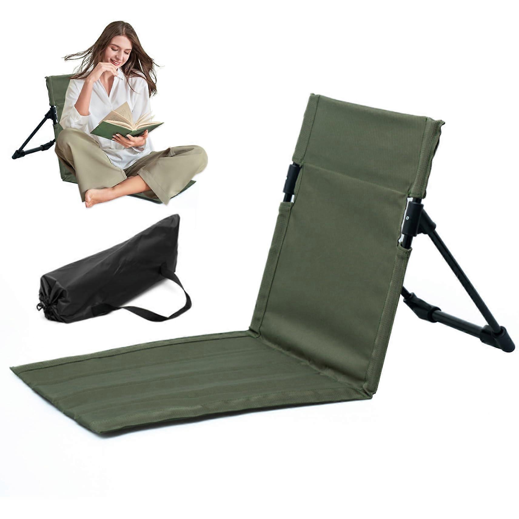 Olive Green Folding Beach Chair with Breathable Sponge Padding and Lightweight Sturdy Frame