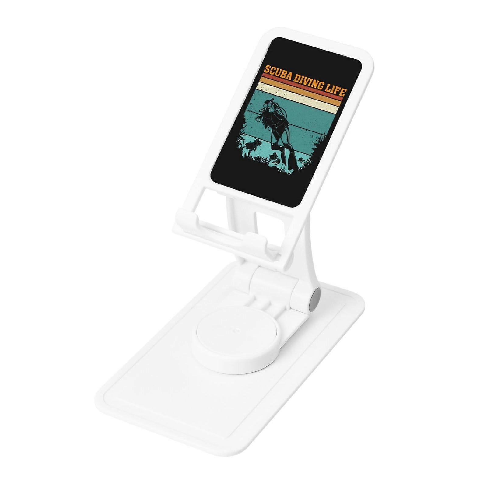 Adjustable Desktop Phone and Tablet Stand with Foldable SpaceSaving Design, White Holder