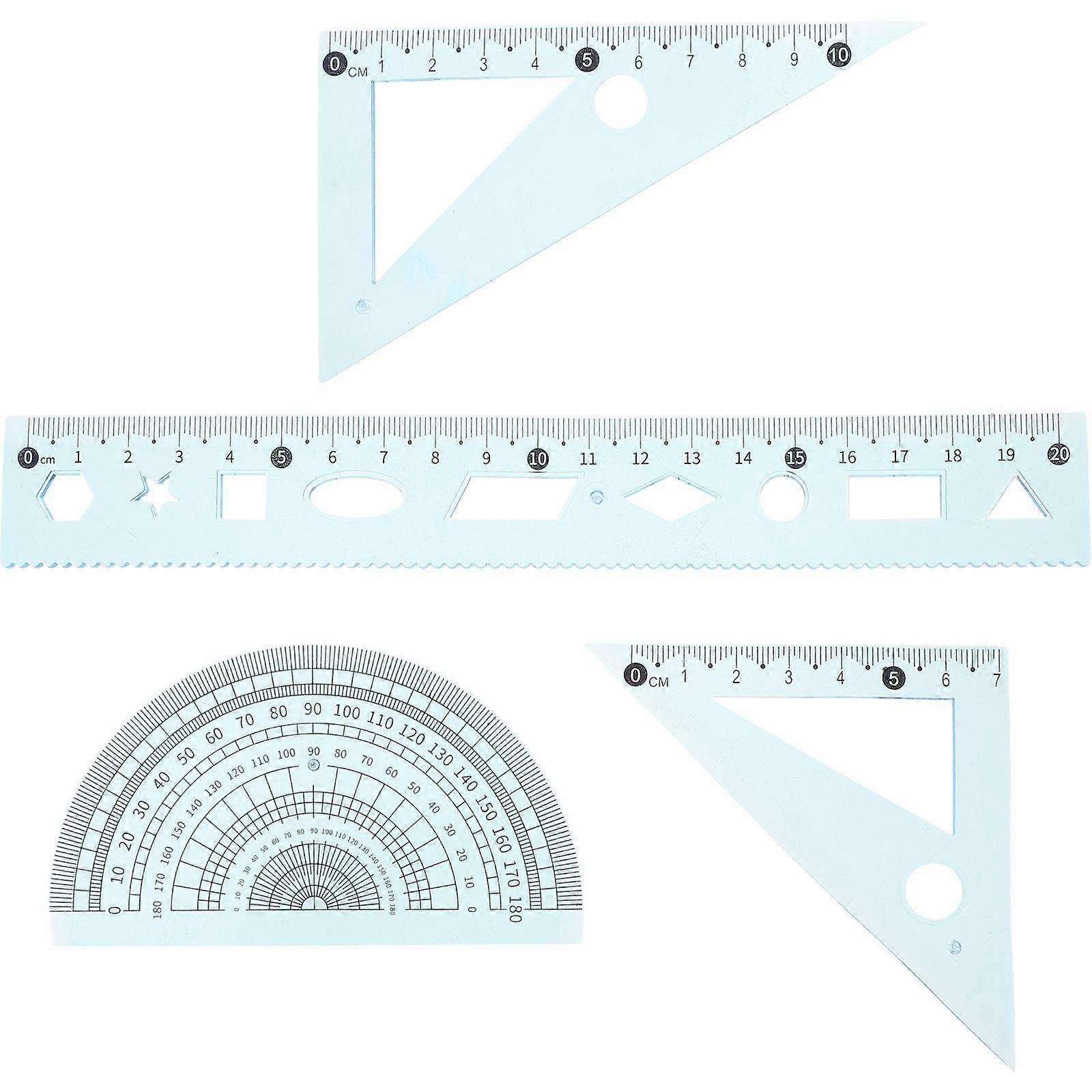 Architect Ruler Geometry Drawing Tool for Designers Plastic Blue Material with Protracting Function 3 Sets
