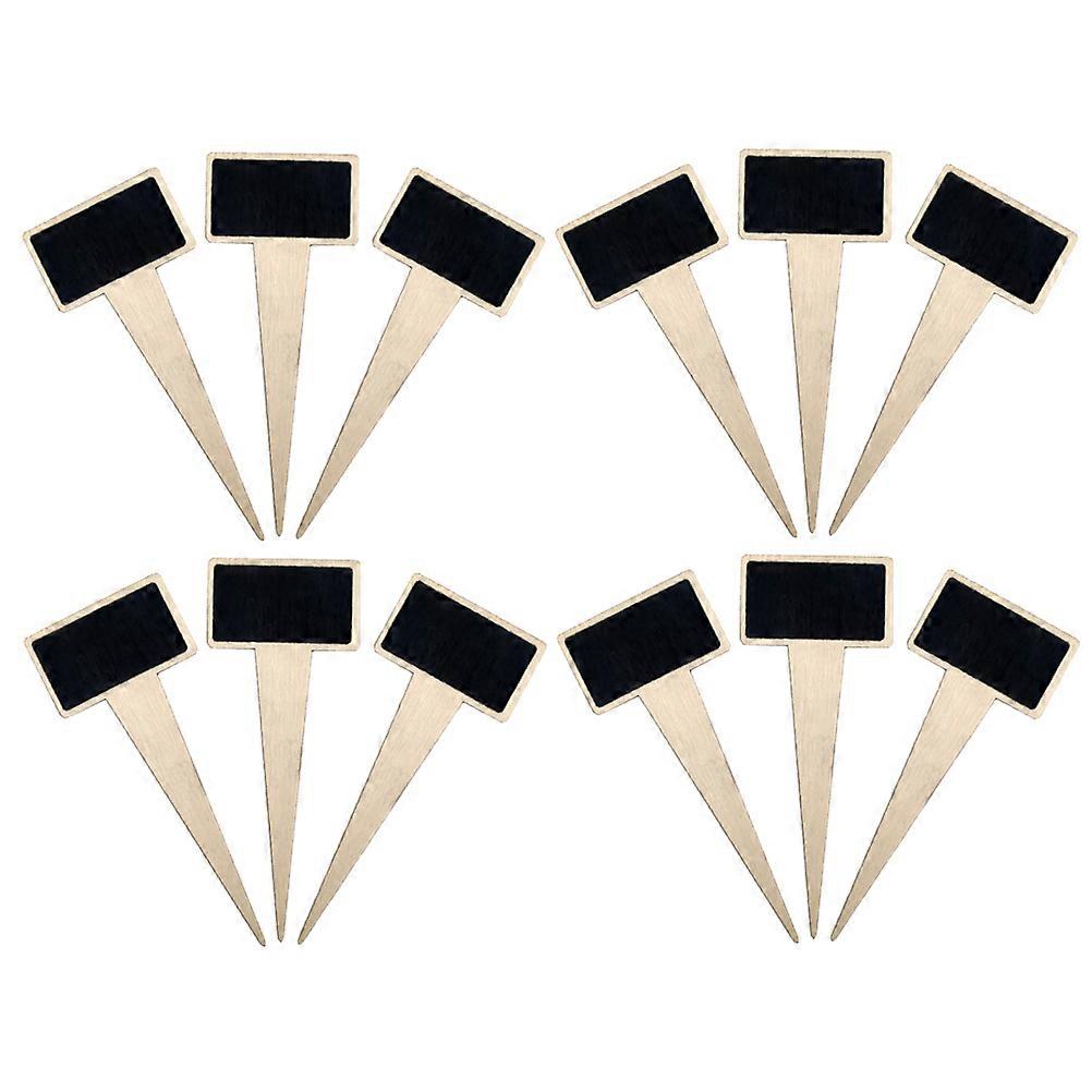 Beige Wooden Chalkboard Picks for Message Board 12Pcs with Insert Stick
